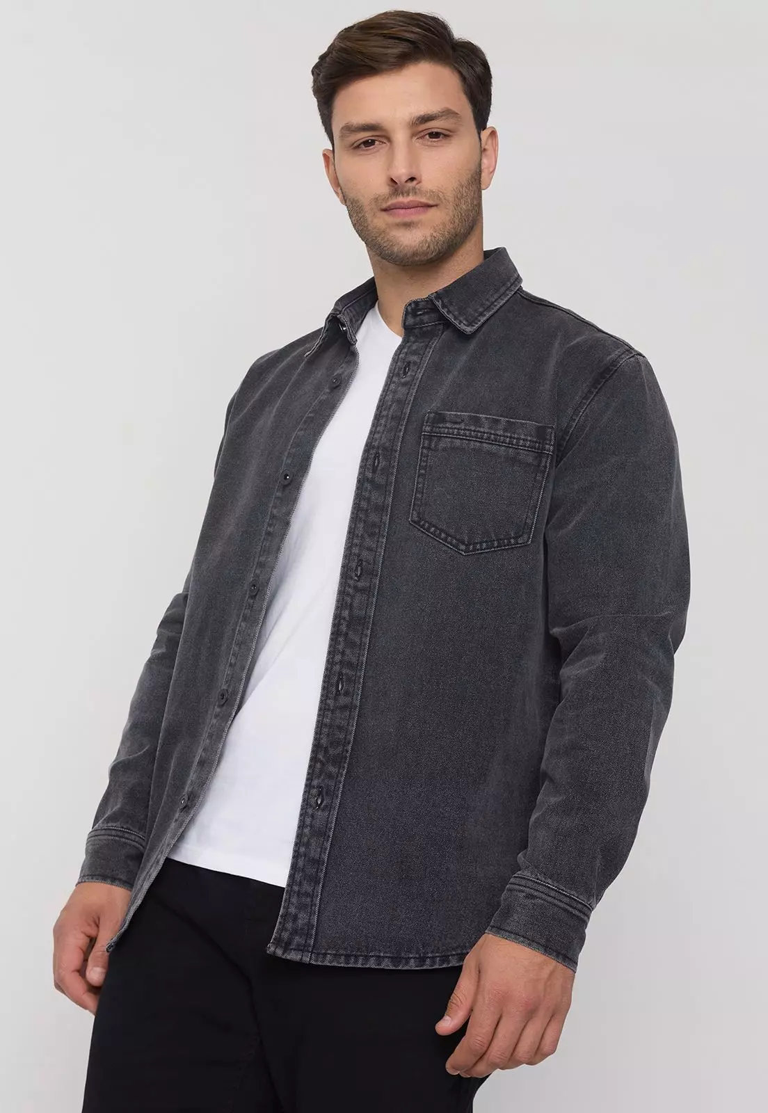 Sobrecamisa Hombre Negro Denim Corona-0