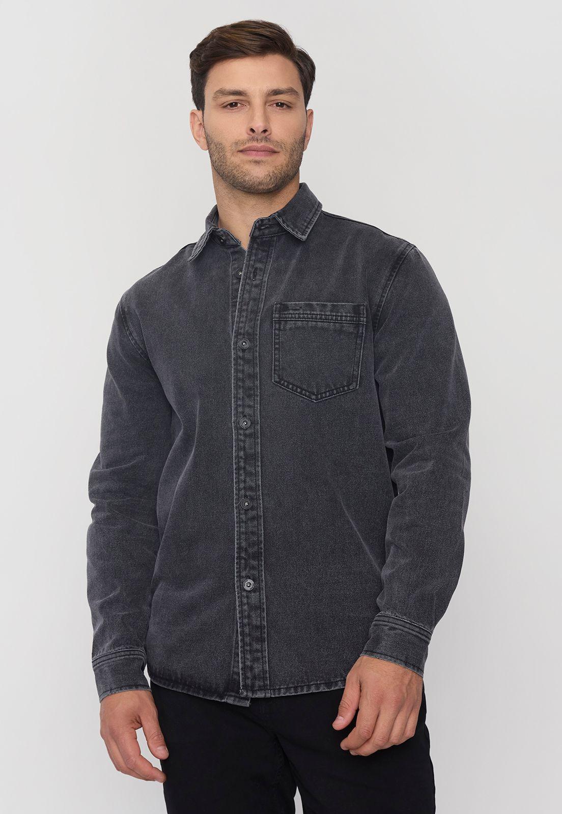 Sobrecamisa Hombre Negro Denim Corona-1