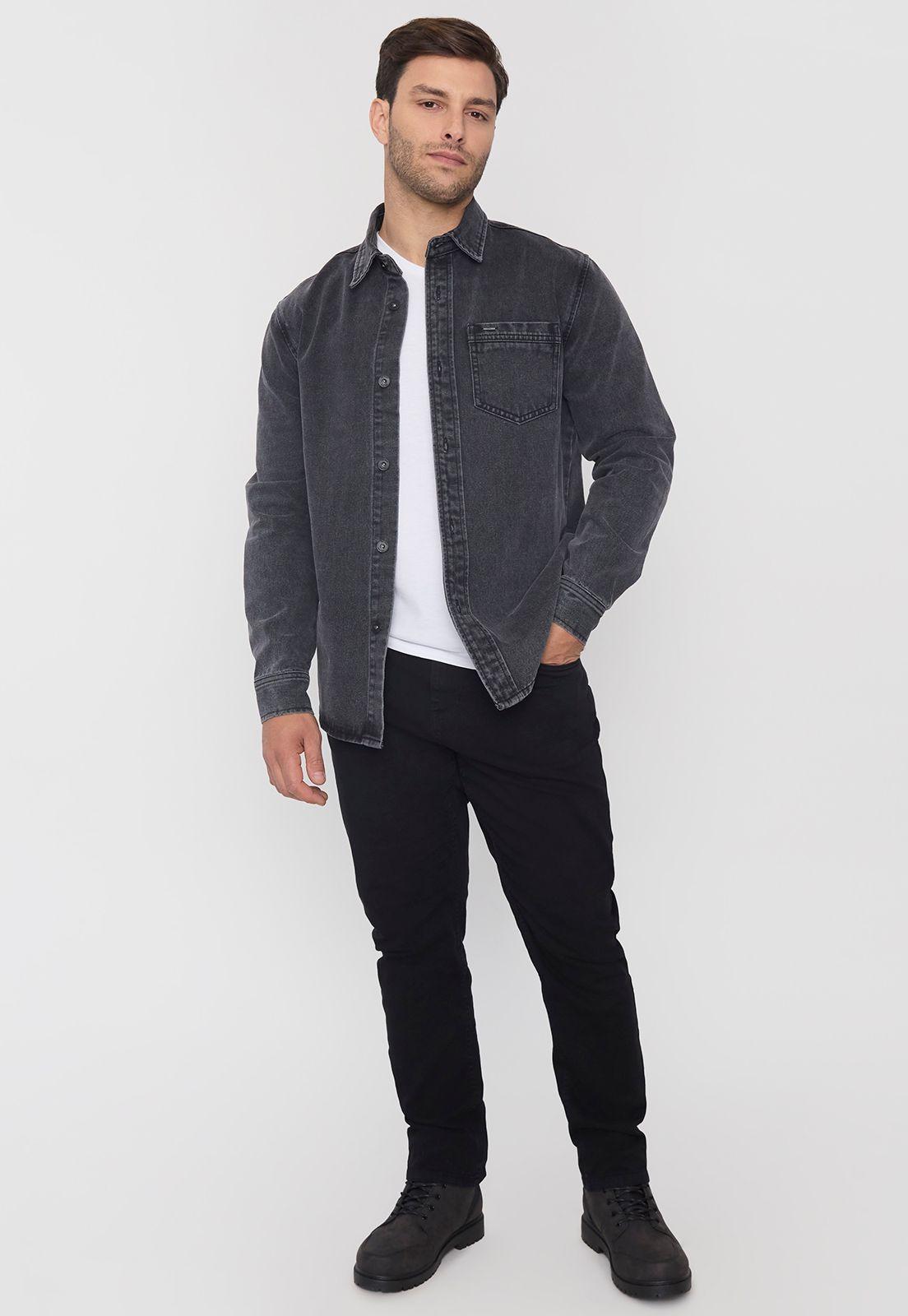 Sobrecamisa Hombre Negro Denim Corona-3