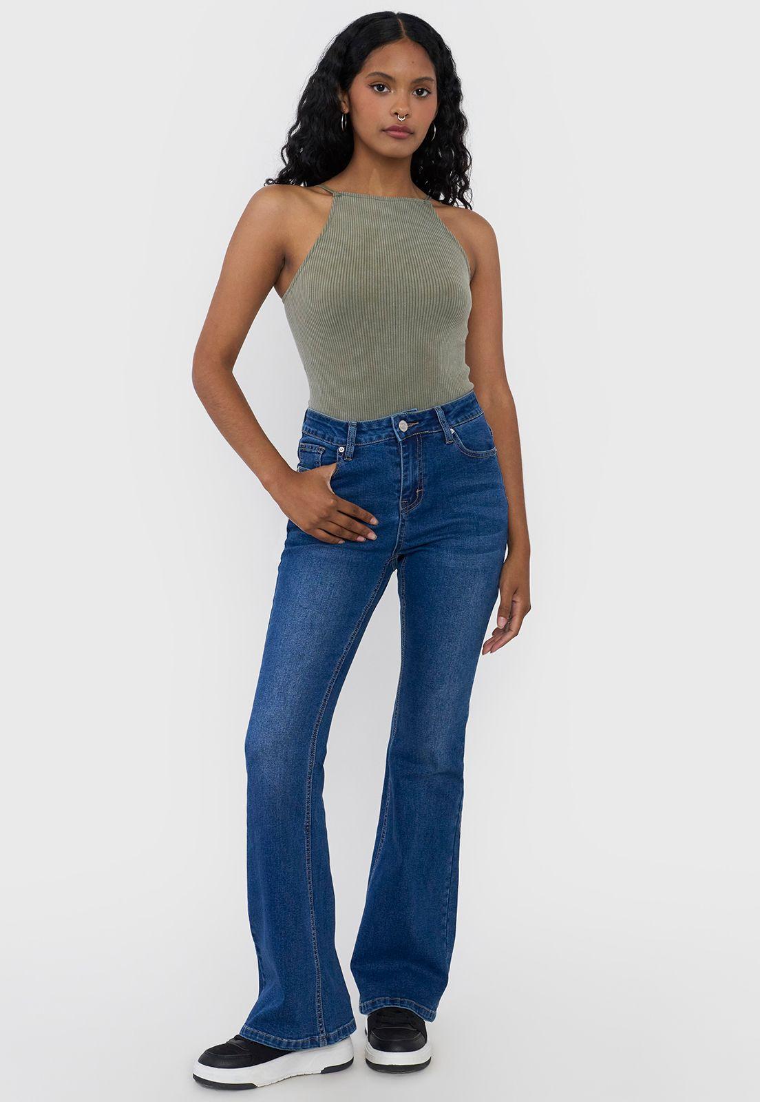 Jeans Mujer Flare Fit Azul Oscuro Corona-0