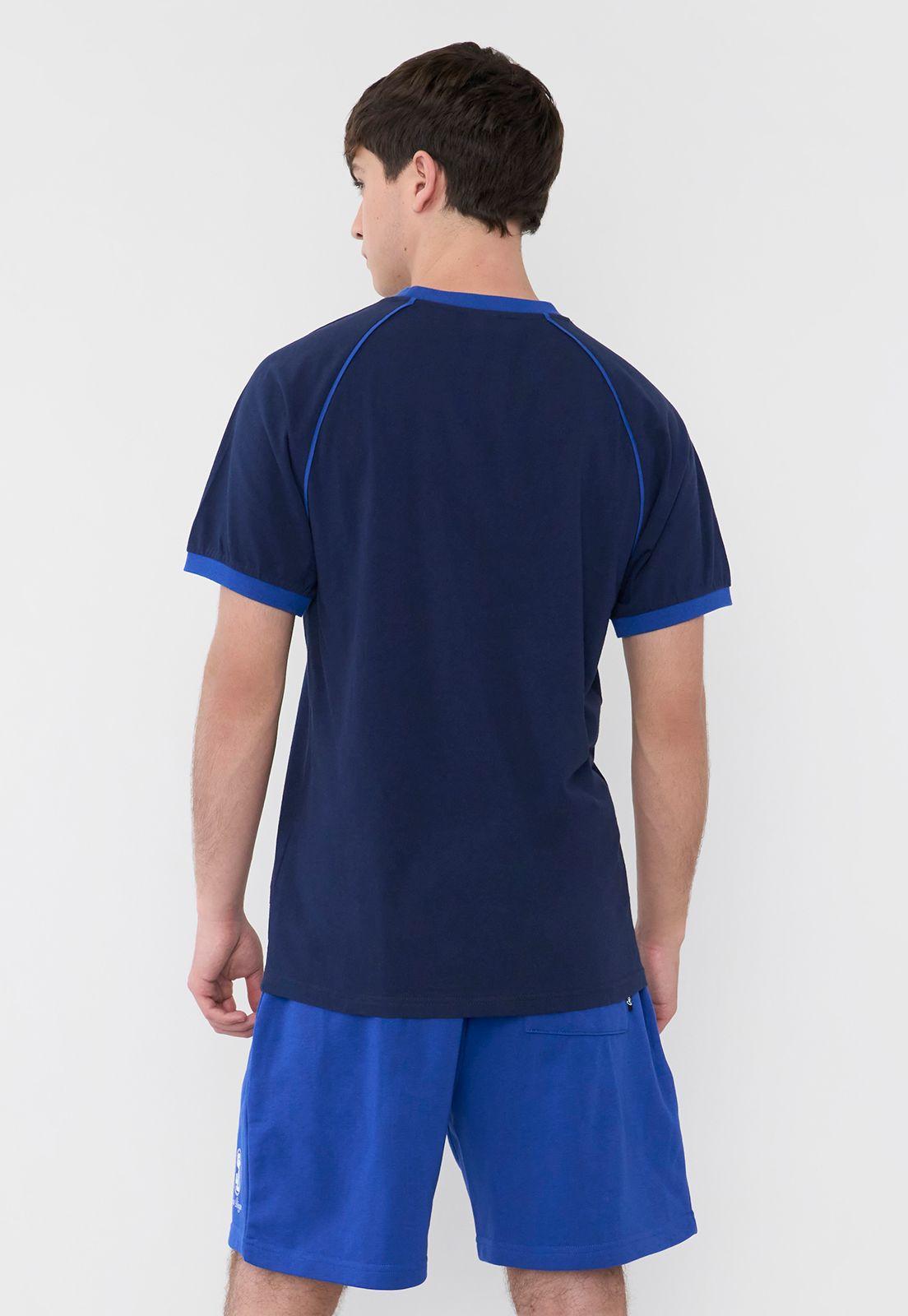 Polera Hombre Raglan College Azul Corona-1