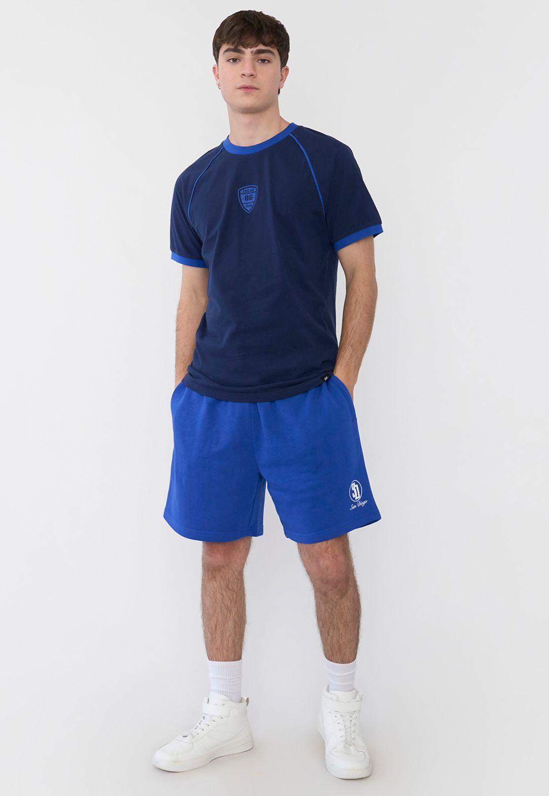Polera Hombre Raglan College Azul Corona-3