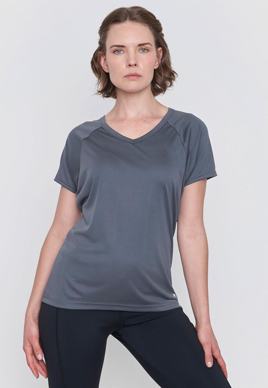 Polera Mujer Deportivo V-Neck Charcoal Corona-0