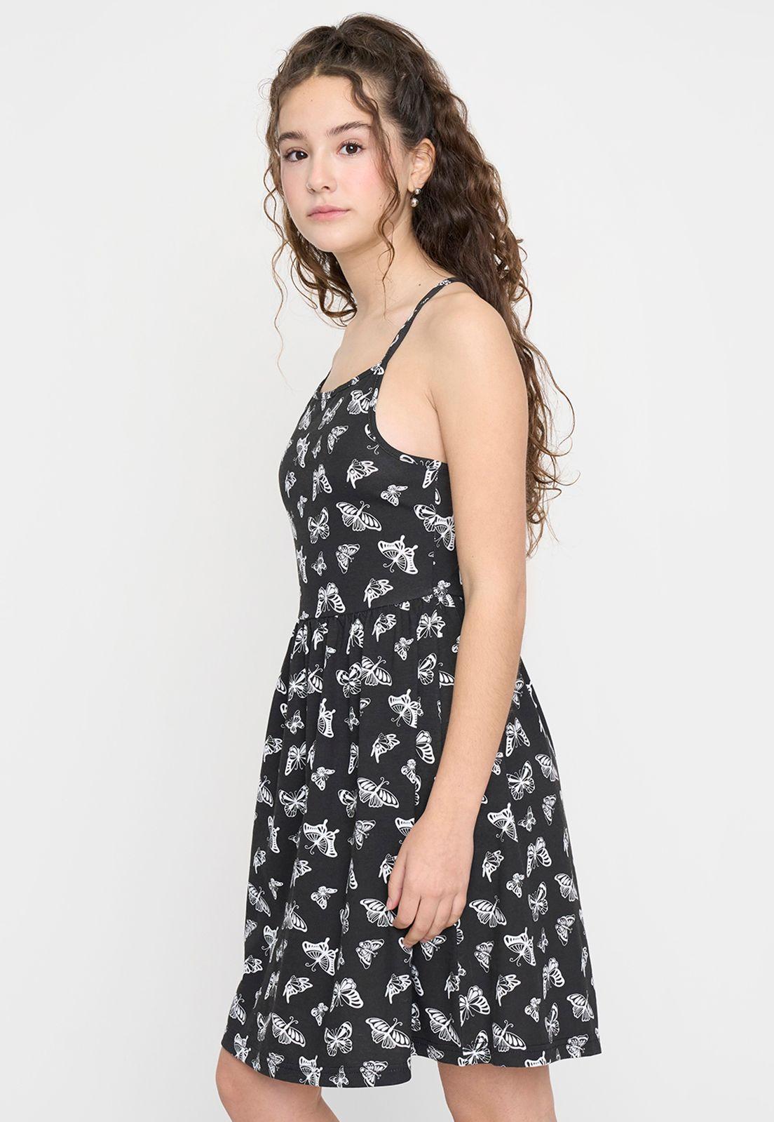 Vestido Niña Teen Skater Tiritas Negro Corona-2
