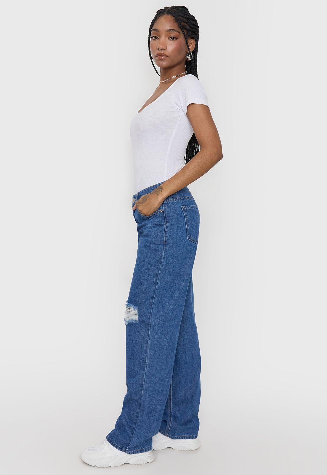 Jeans Mujer Roturas Noventero Negro Corona-3
