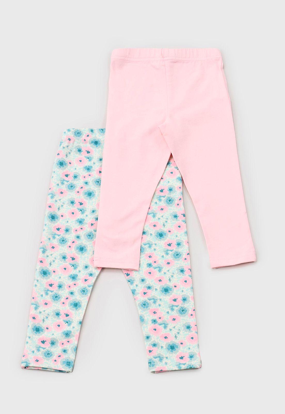Calza Bebe Niña Bipack Solida + Print Menta Corona-1