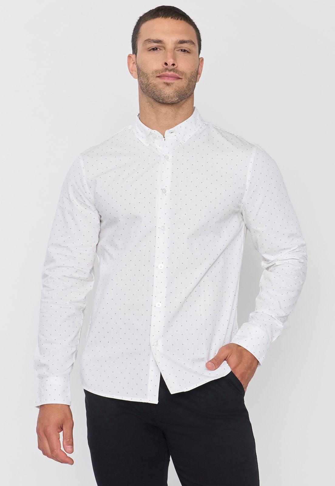 Camisa Hombre Miniprint Blanco Corona-0