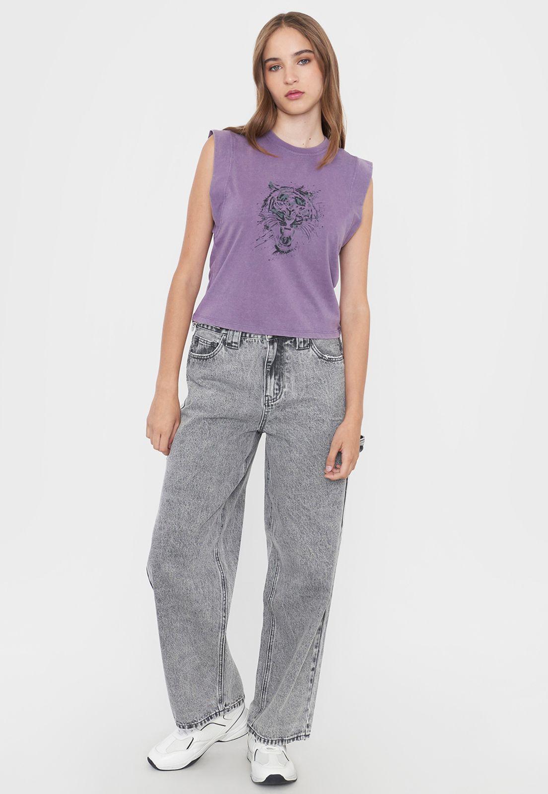 Polera Mujer Manga Vuelos Color Morado Corona-3