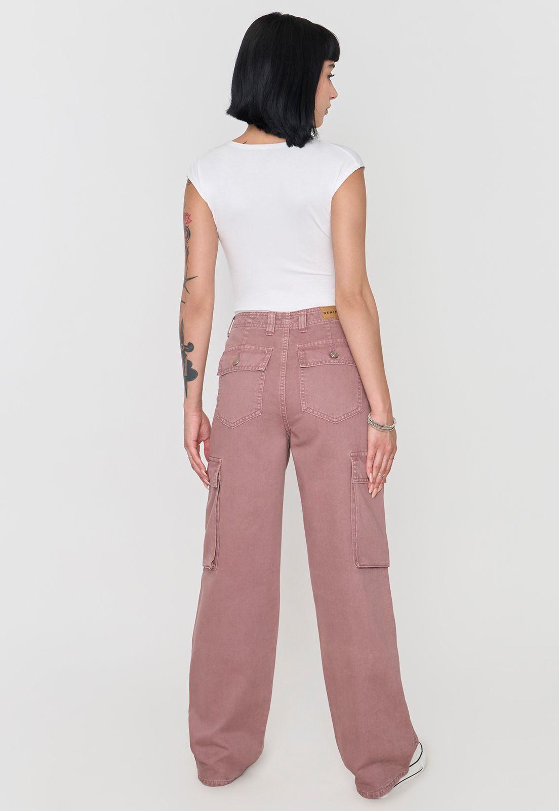 Jeans Mujer Cargo Straight Fit Terracota Corona-2