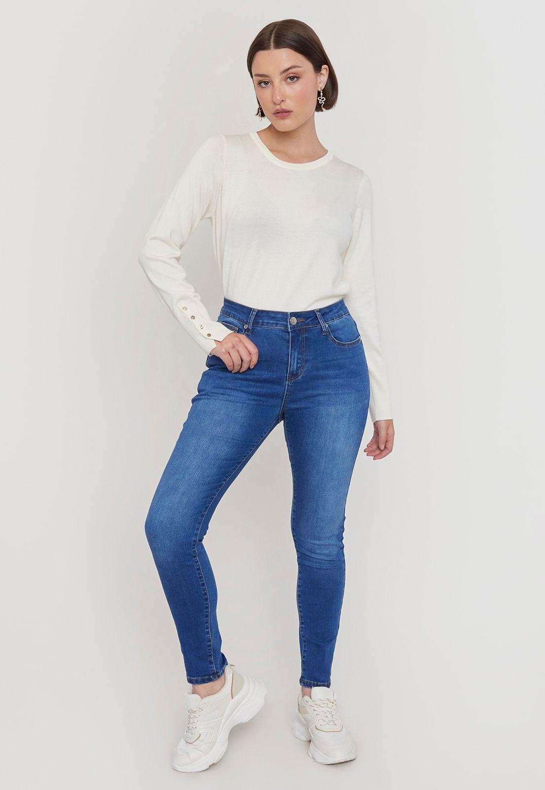 Jeans Mujer Skinny Azul Medio Corona-0