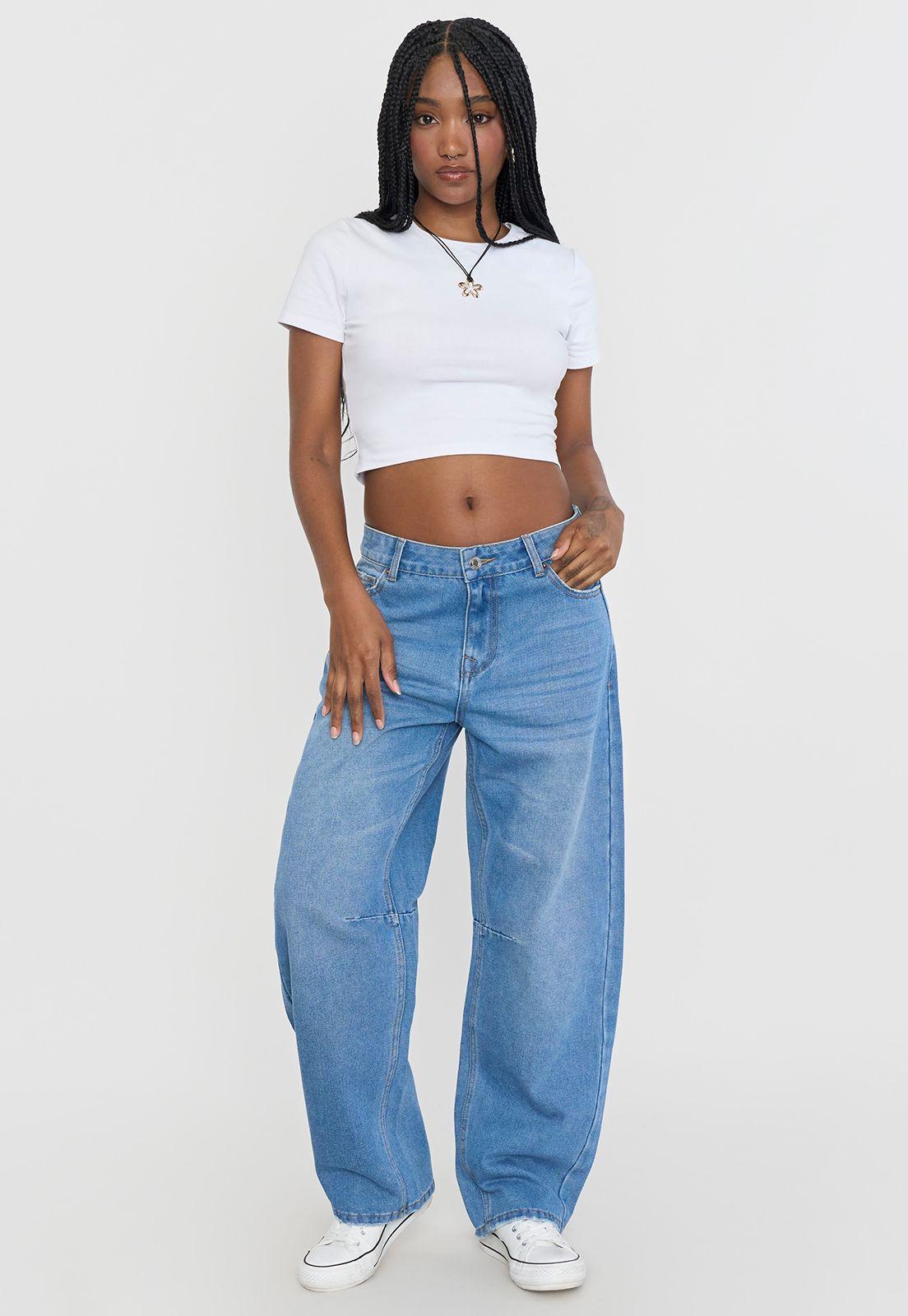 Jeans Mujer Baggy Azul Medio Corona-0