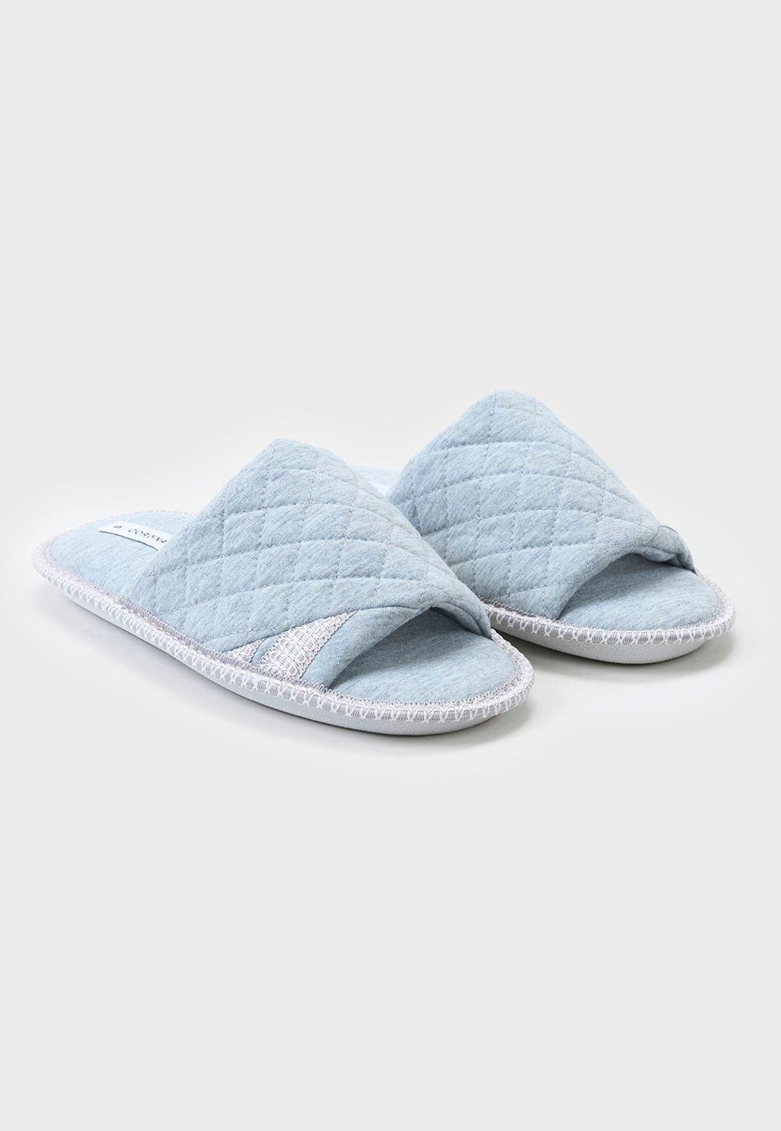 Pantufla Mujer Punta Abierta Gris Corona-0