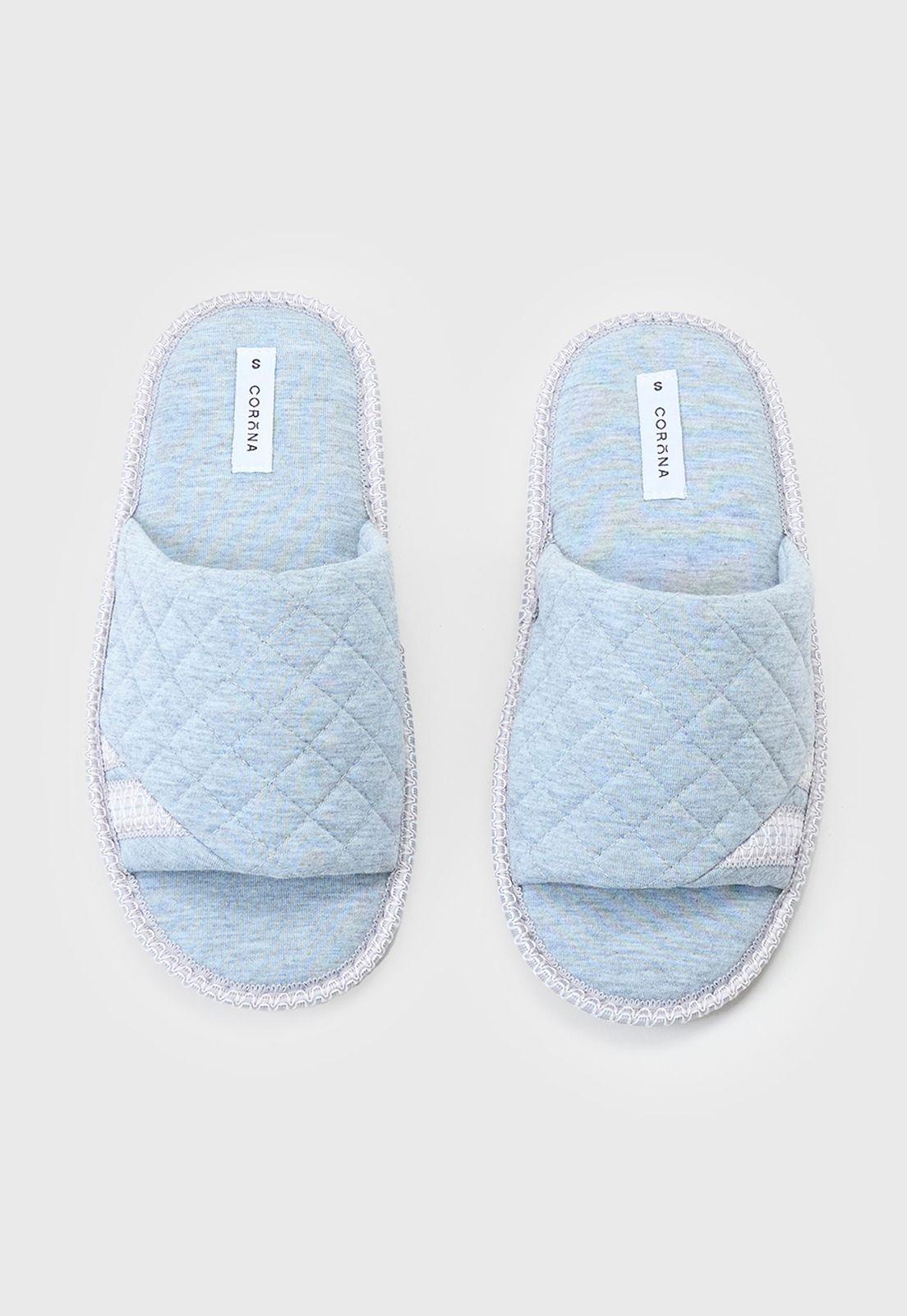 Pantufla Mujer Punta Abierta Gris Corona-2