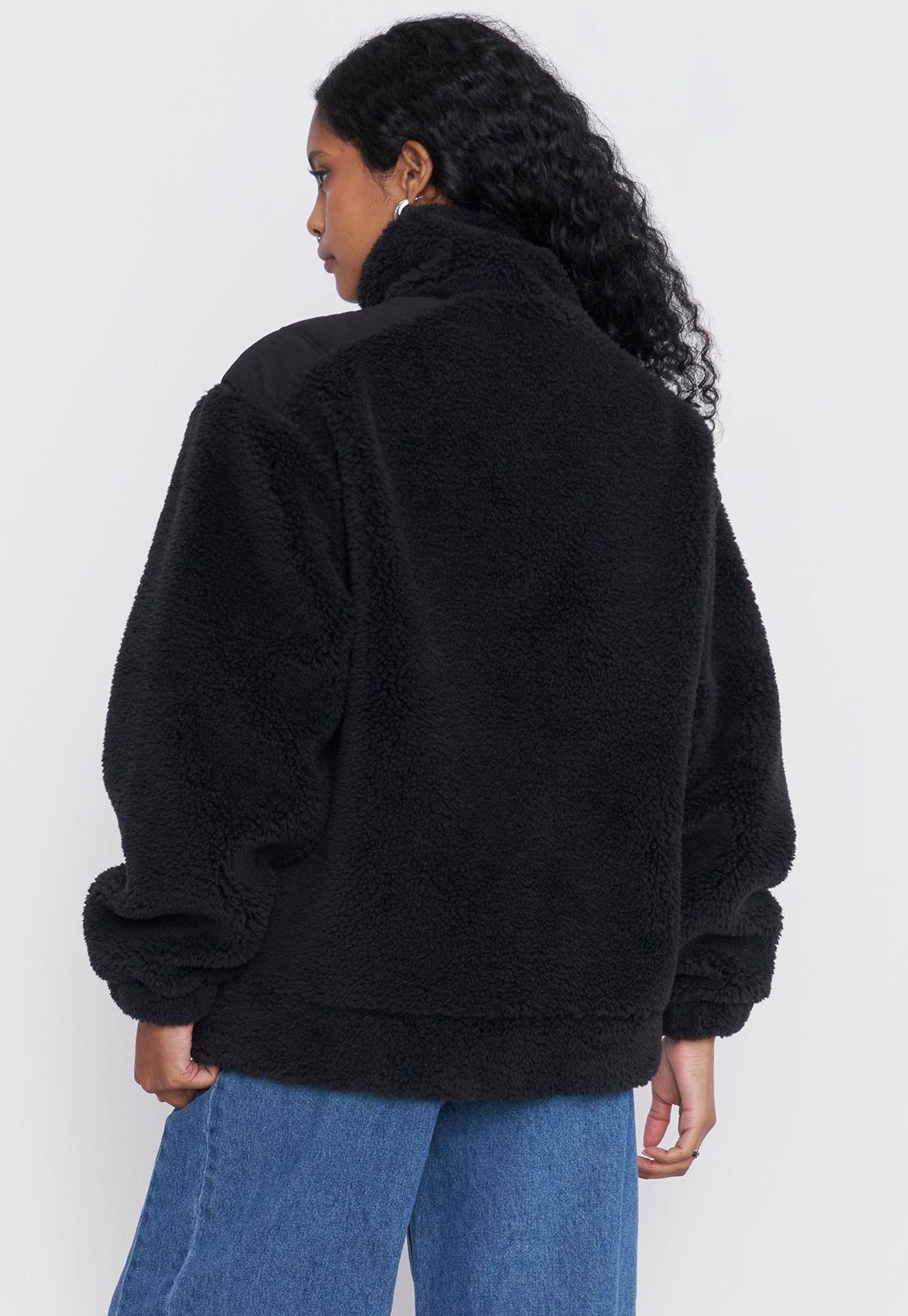Chaqueta Mujer Peludo Negro Corona-1