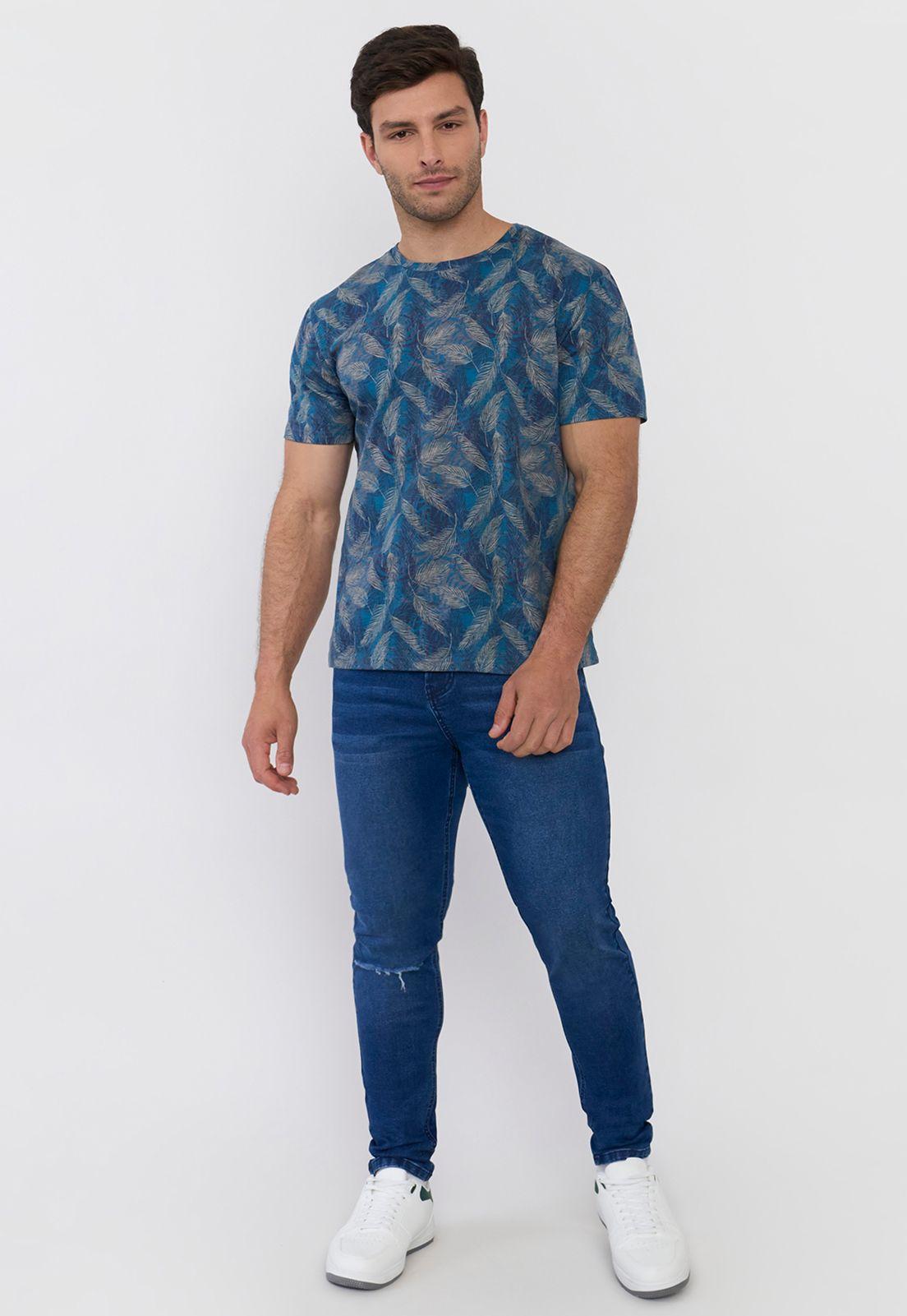 Polera Hombre Full Print Color Navy Corona-3