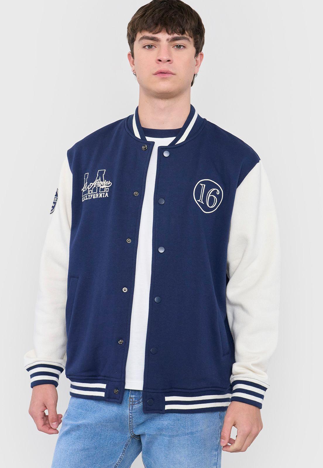 Polerón Hombre Bomber College Azul Corona-2