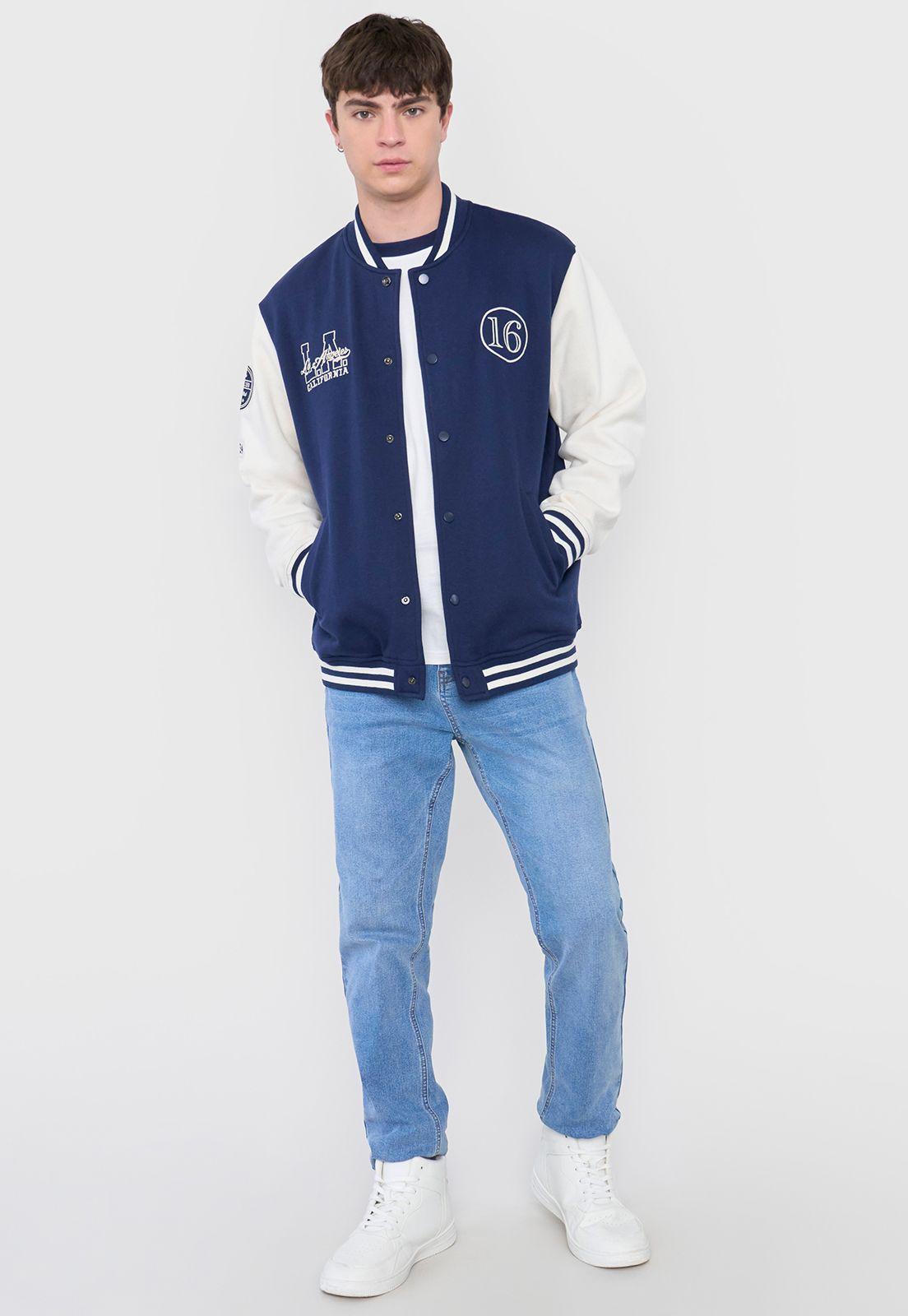 Polerón Hombre Bomber College Azul Corona-3