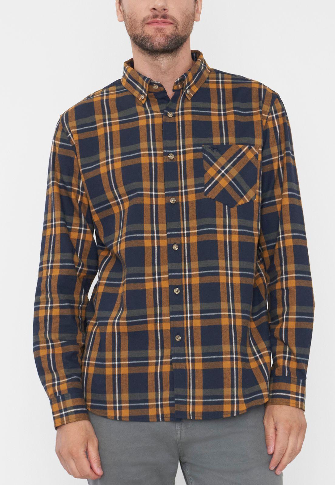 Camisa Hombre Franela Mostaza Corona-2