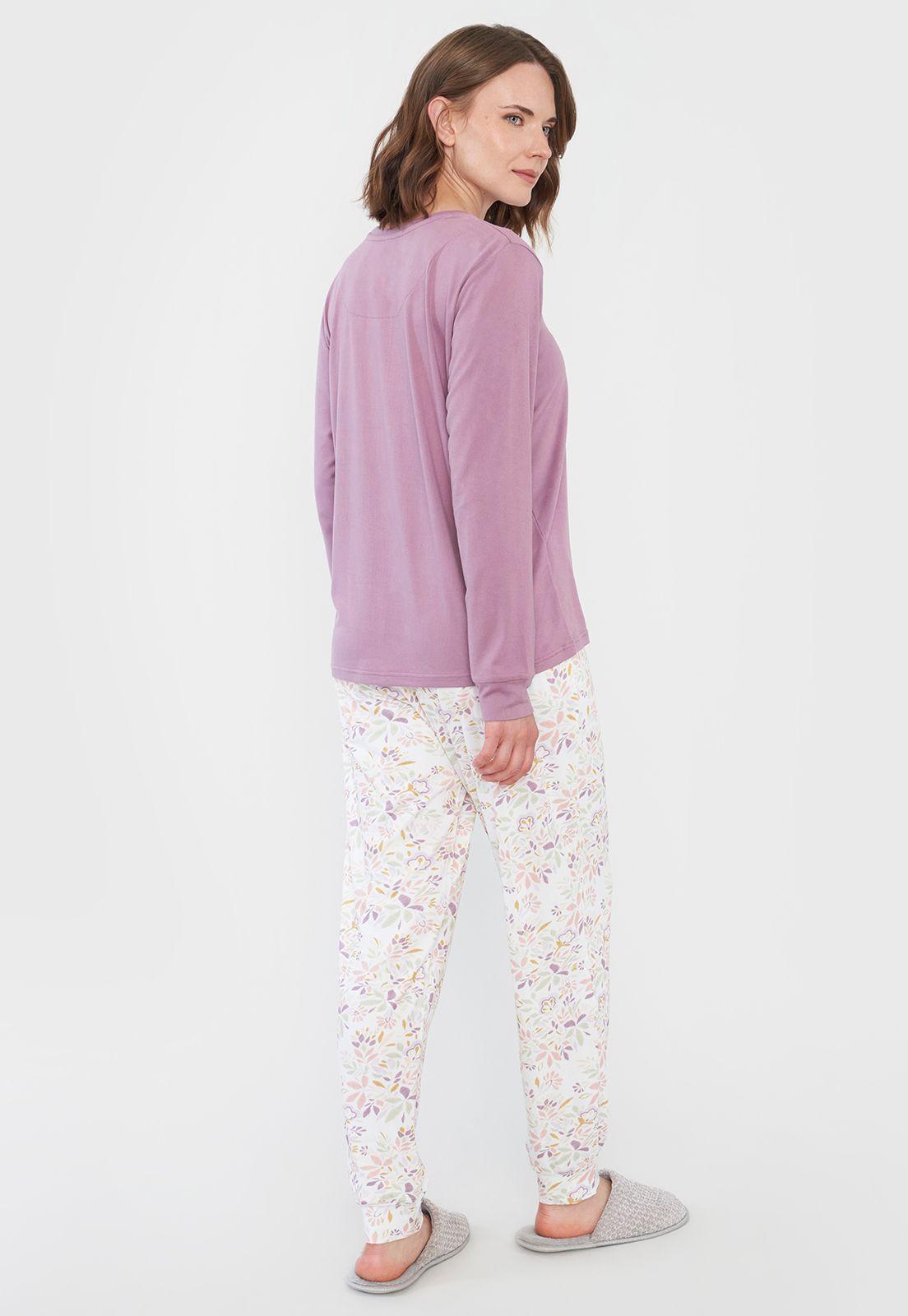 Pijama Mujer Full Print Polypeach Malva Corona-1