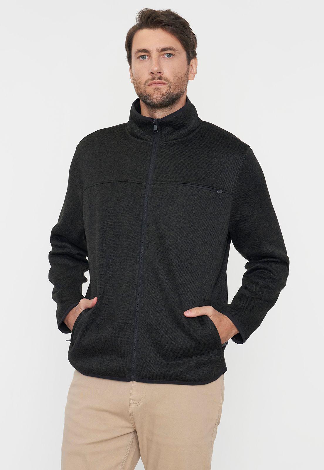 Polerón Hombre Tejido Full Zipper Color Musgo Corona-0