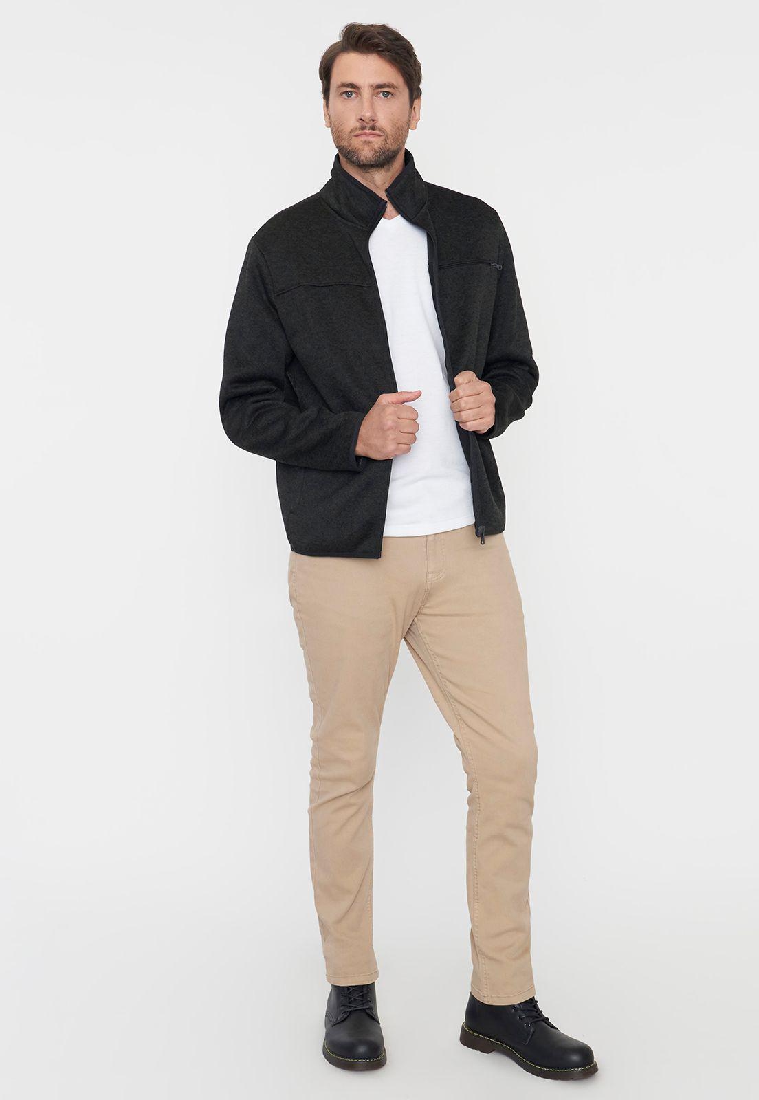 Polerón Hombre Tejido Full Zipper Color Musgo Corona-3