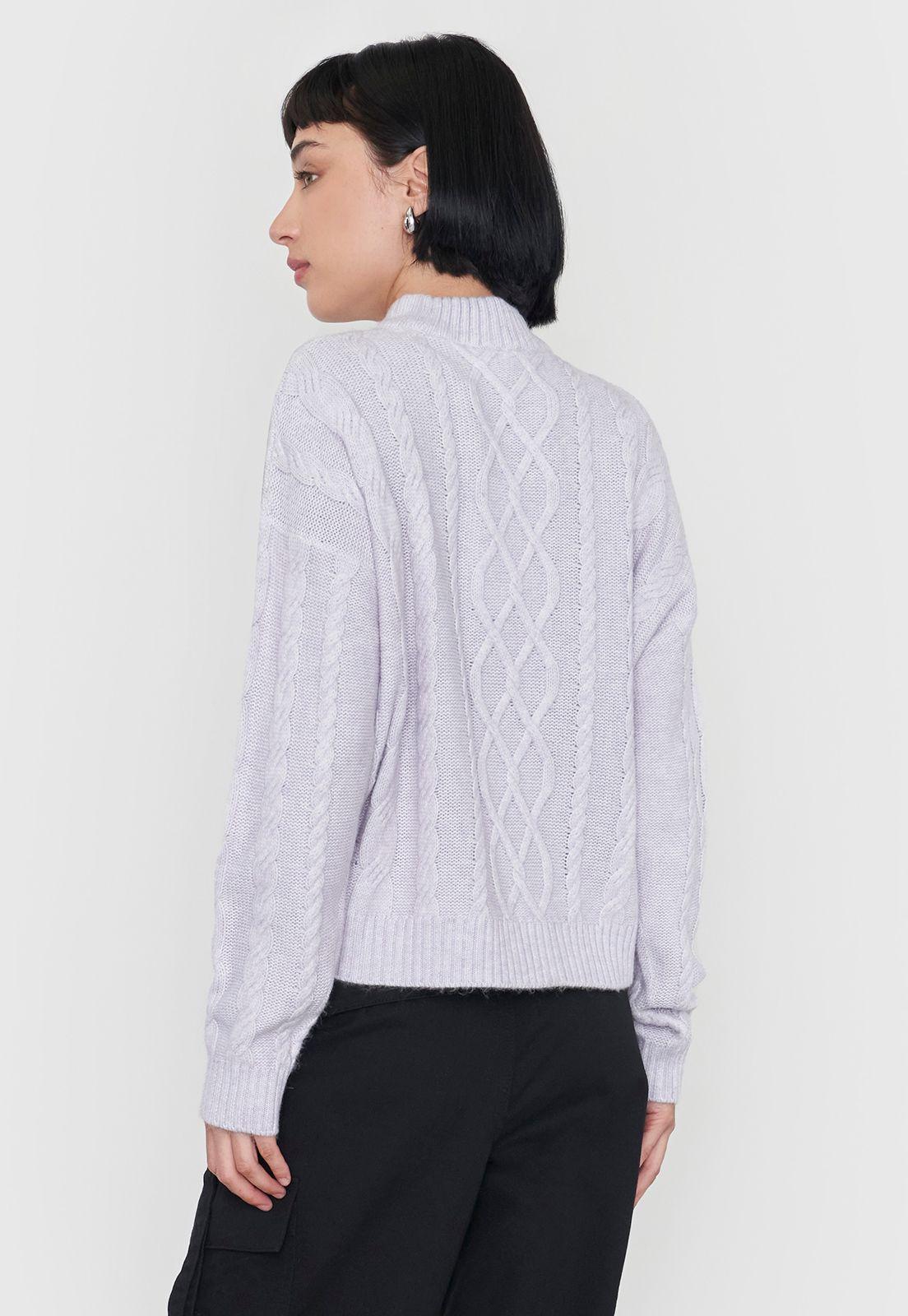 Sweater Mujer Cuello Moc Trenza Lila Corona-1