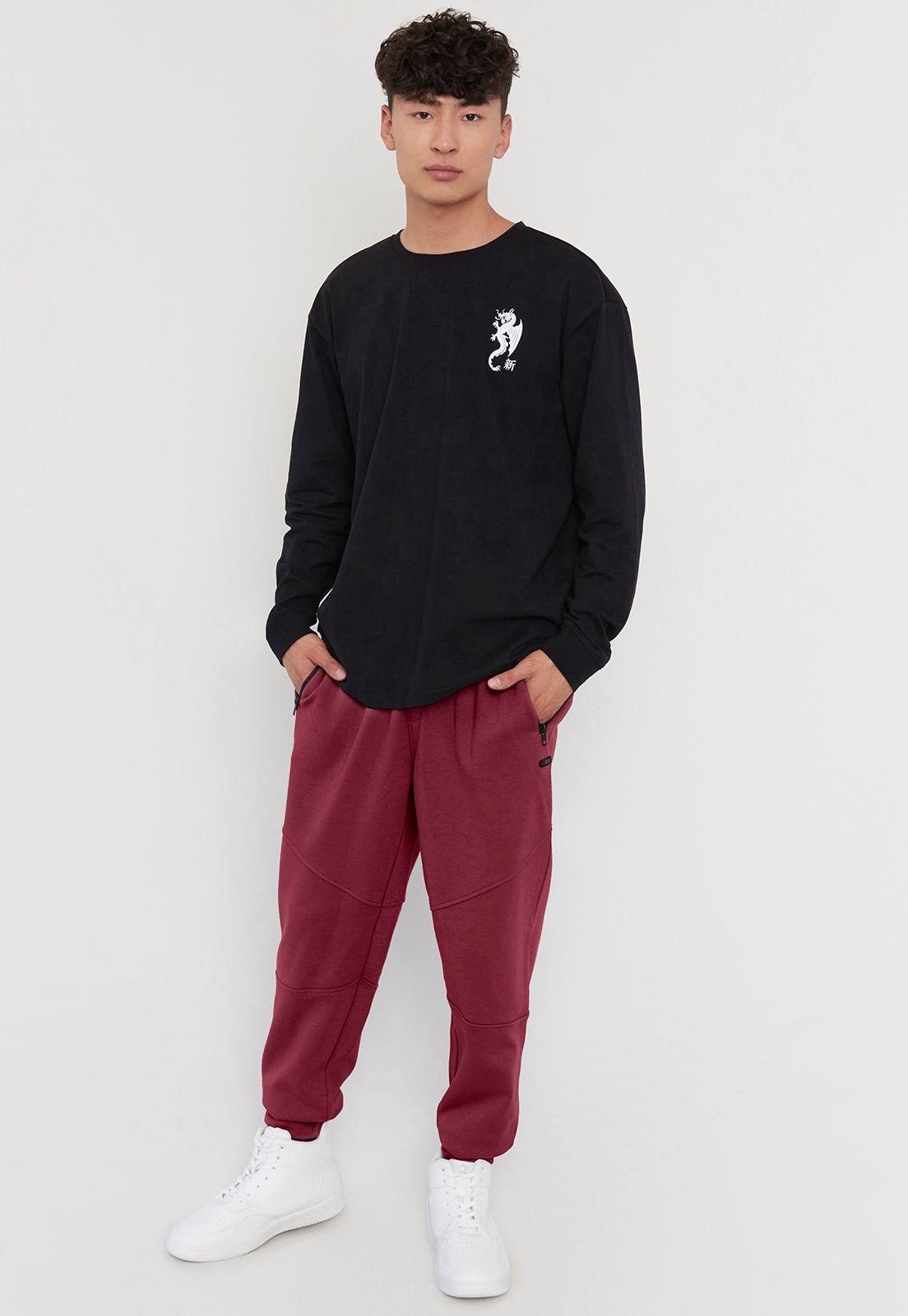 Buzo Hombre Jogger Detalle Cierre Burdeo Corona-0
