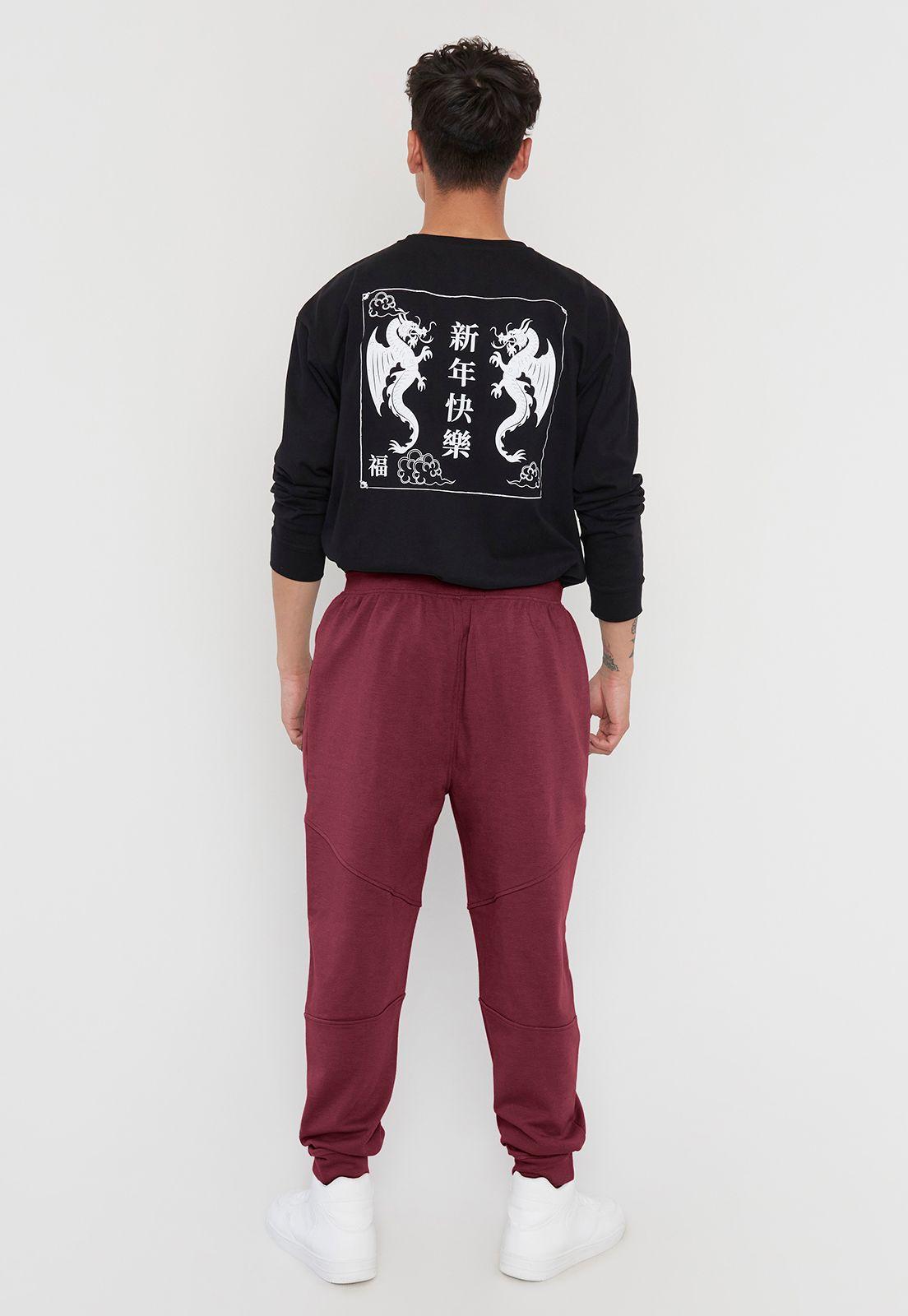 Buzo Hombre Jogger Detalle Cierre Burdeo Corona-2