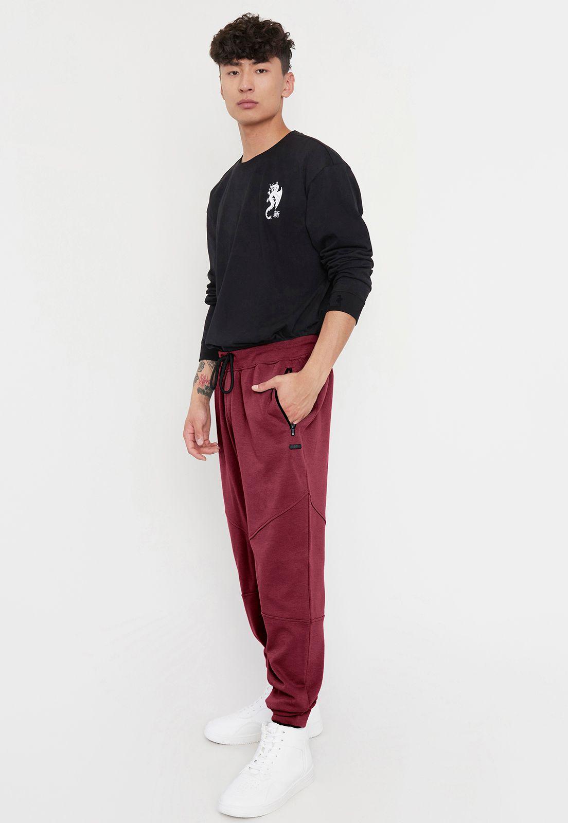 Buzo Hombre Jogger Detalle Cierre Burdeo Corona-3