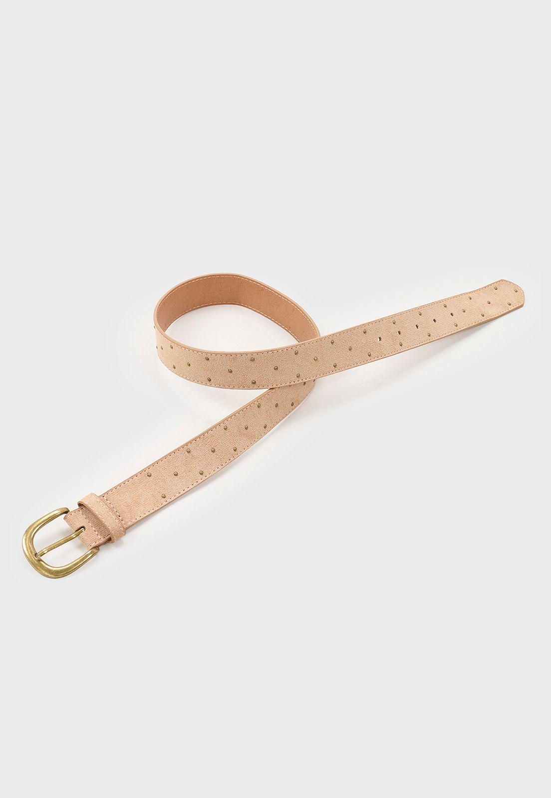 Cinturón Mujer Gamuza Tachas Camel Corona-2