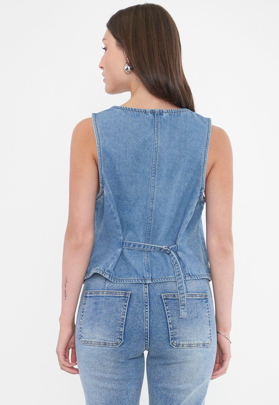 Vest Mujer Denim Azul Medio Corona-1