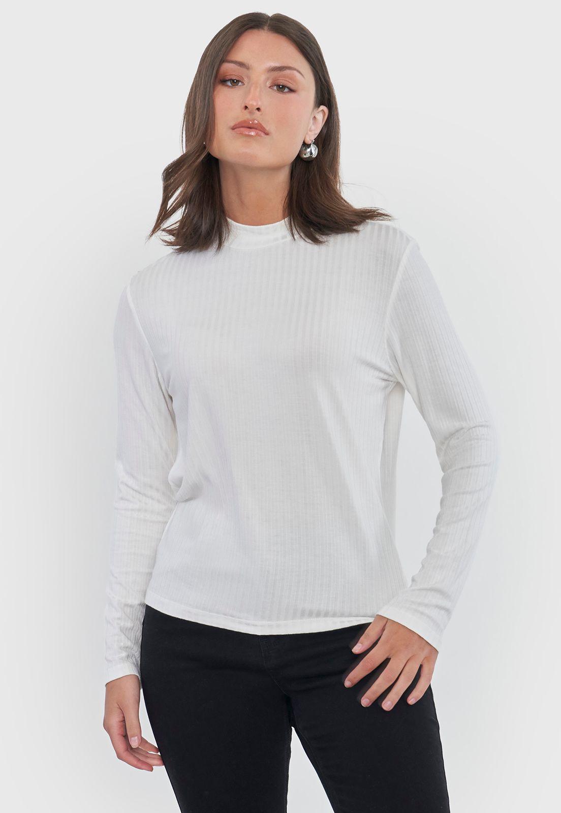 Polera Mujer Beatle Rib Blanco Corona-0