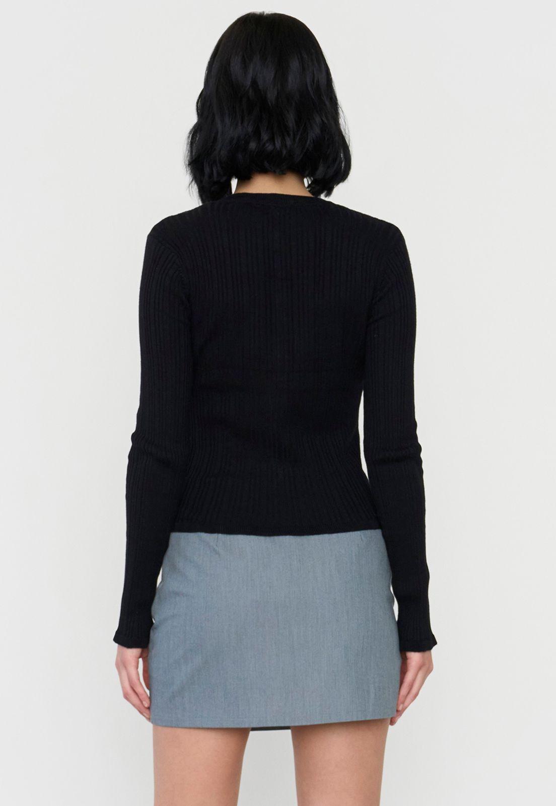 Sweater Mujer Cárdigan Botones Negro Corona-1
