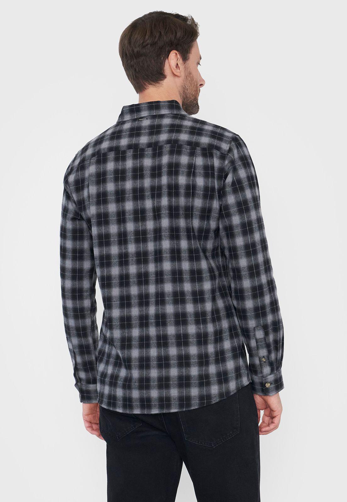 Camisa Hombre Franela Color Negro Corona-1