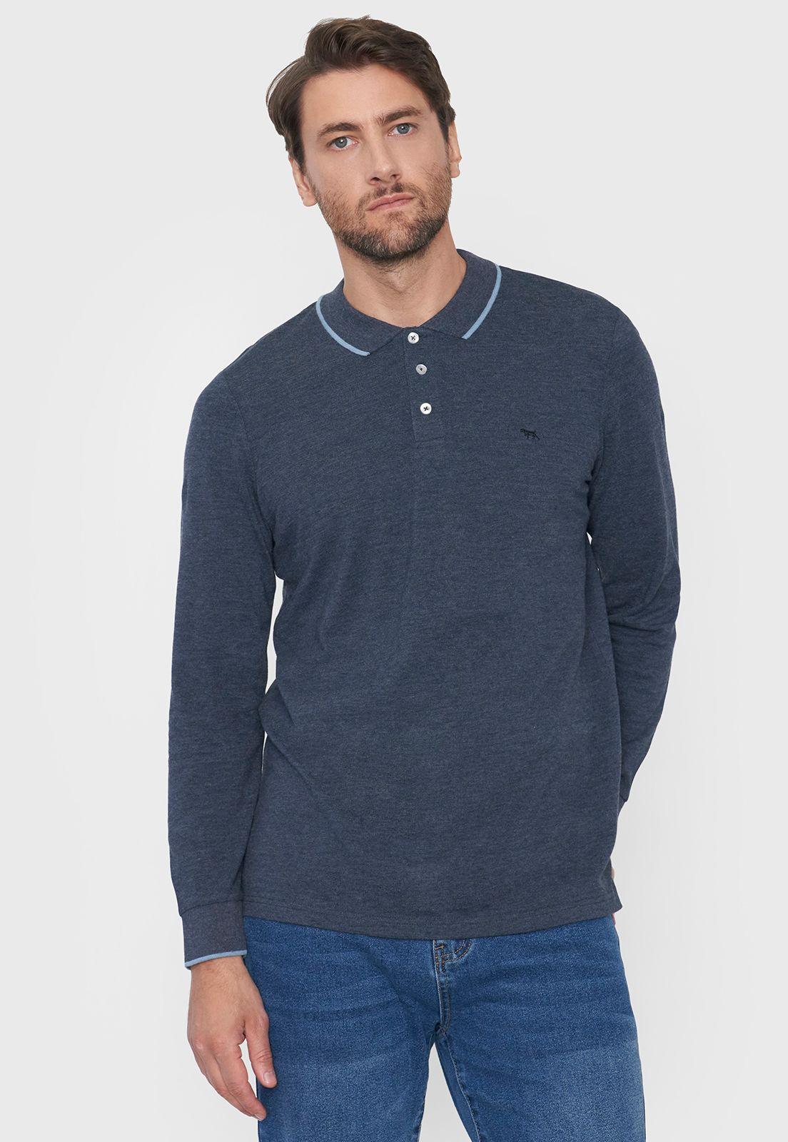 Polera Hombre Polo Piqué M/L Color Azul Corona-0
