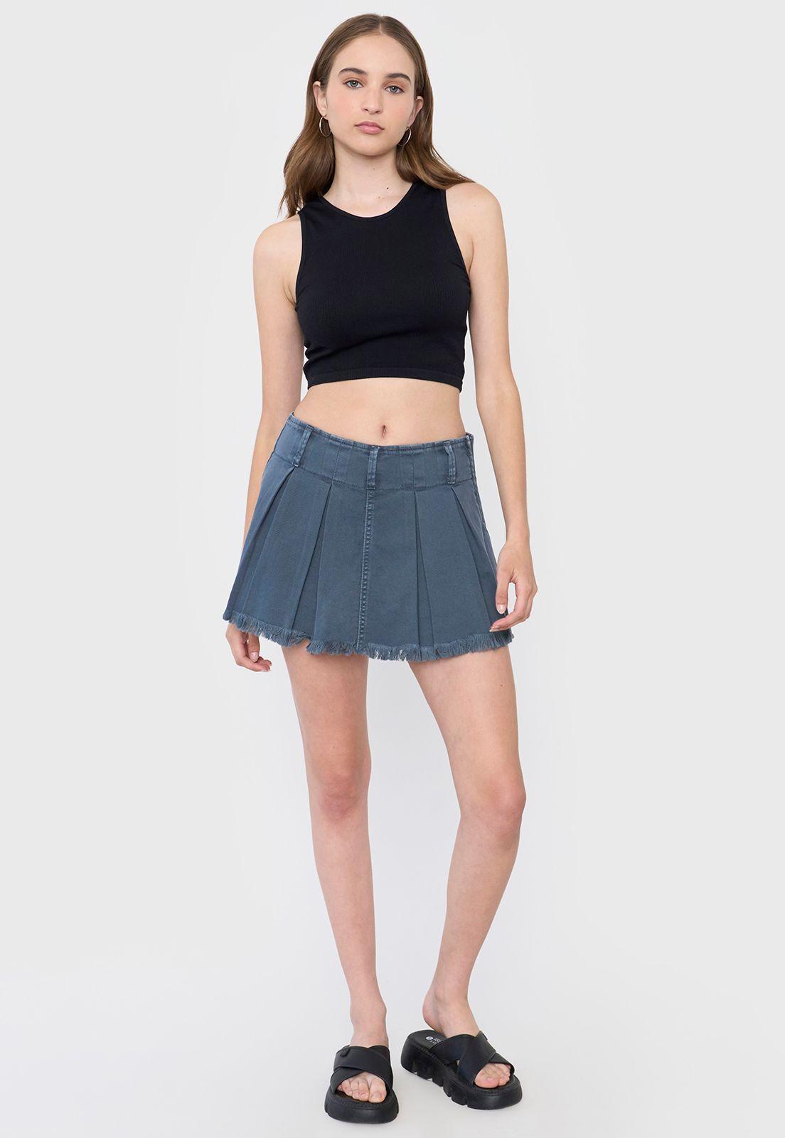 Falda Mujer Plizada Navy Corona-0