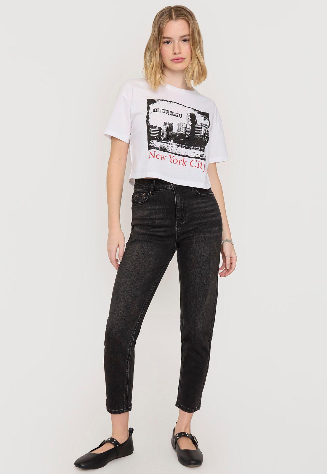Polera Mujer Fun Manga Corta Crop Blanco Nyc Corona-3