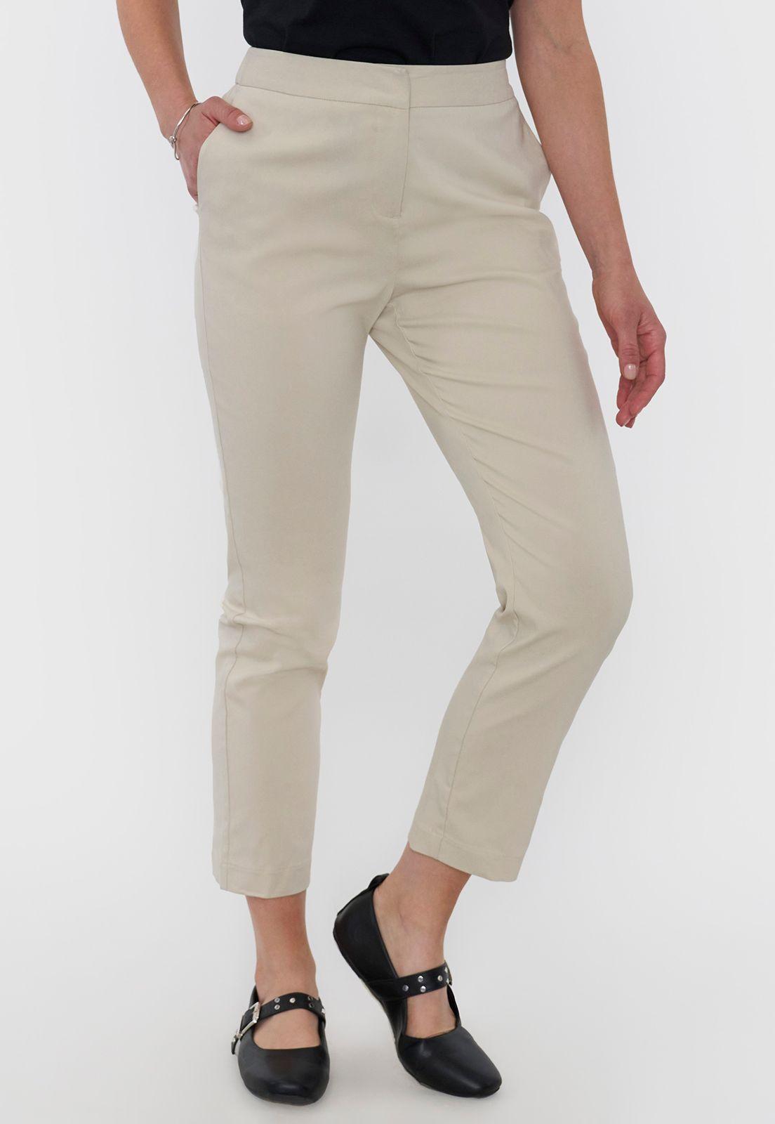 Pantalón Mujer Básico Beige Liso Corona-1