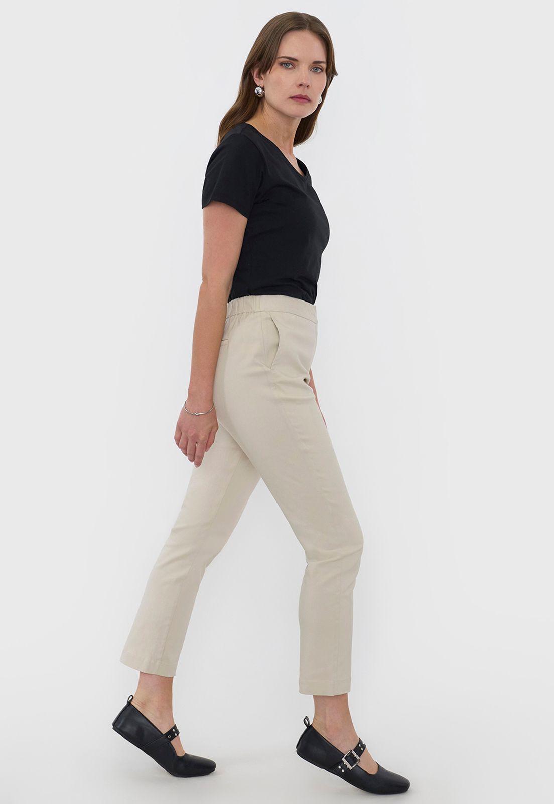 Pantalón Mujer Básico Beige Liso Corona-3