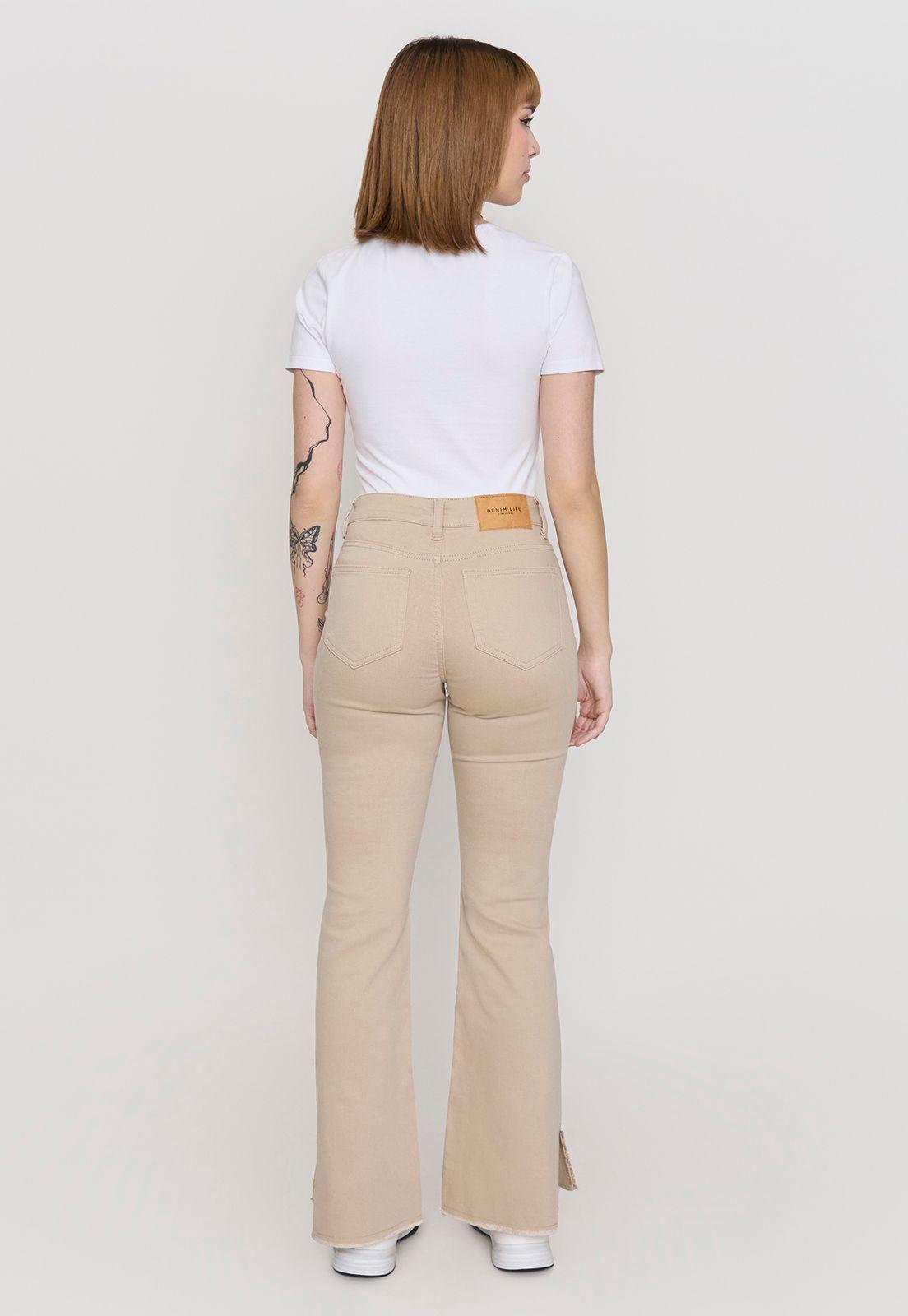 Jeans Mujer Flare Color Beige Corona-2