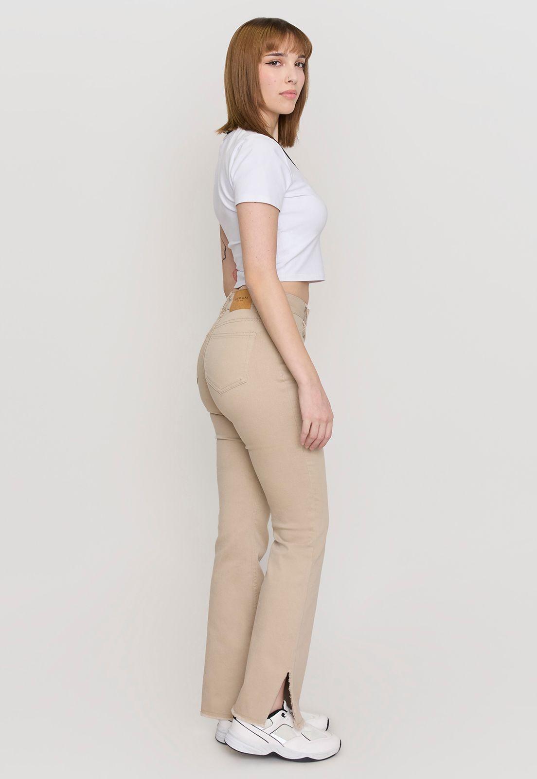 Jeans Mujer Flare Color Beige Corona-3