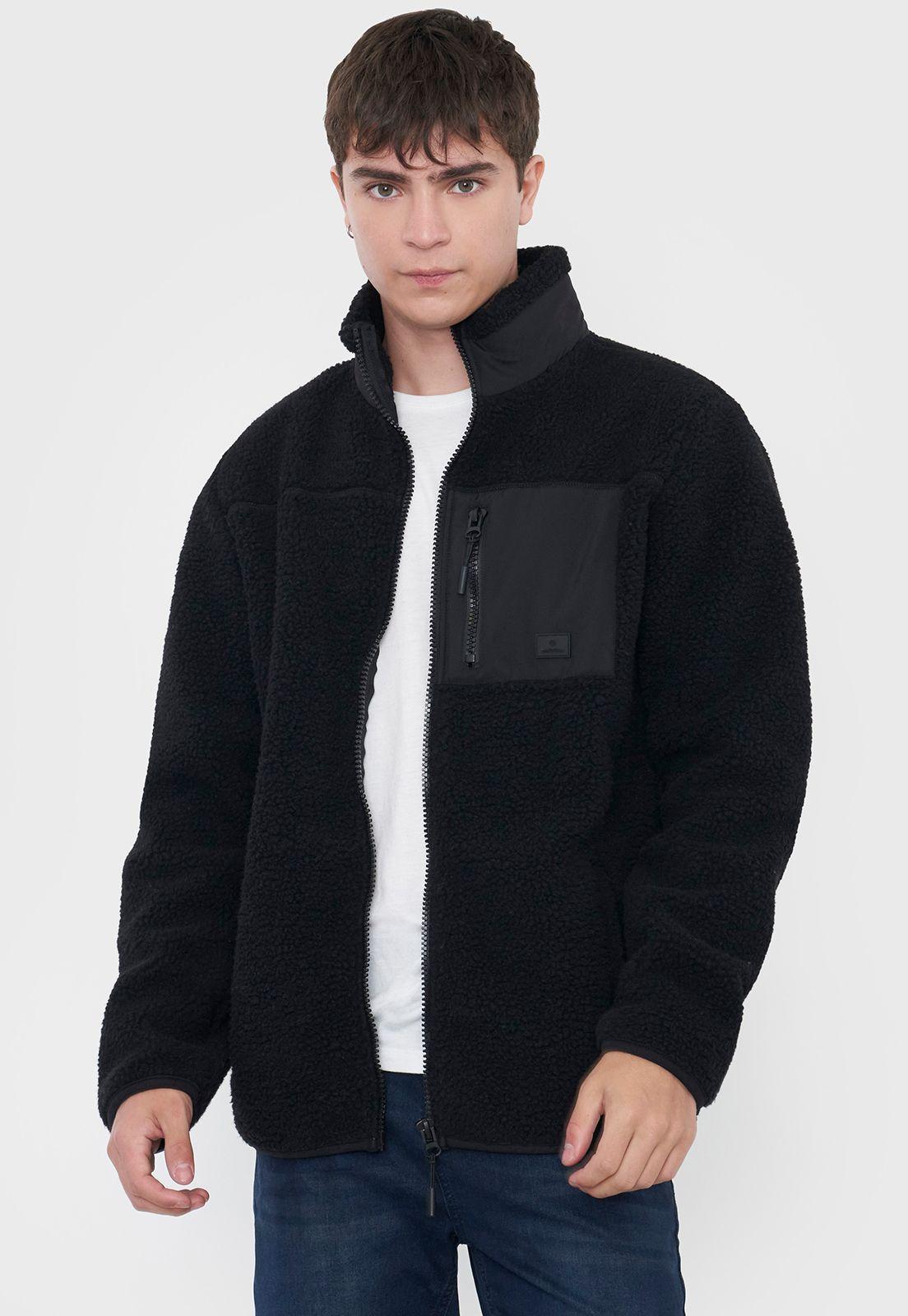 Casaca Hombre Sherpa Full Zipper Negro Corona-2