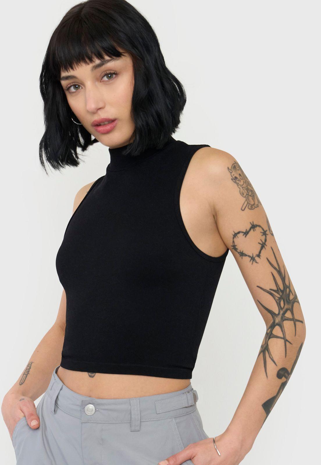 Polera Mujer Sin Mangas Color Negro Corona-2