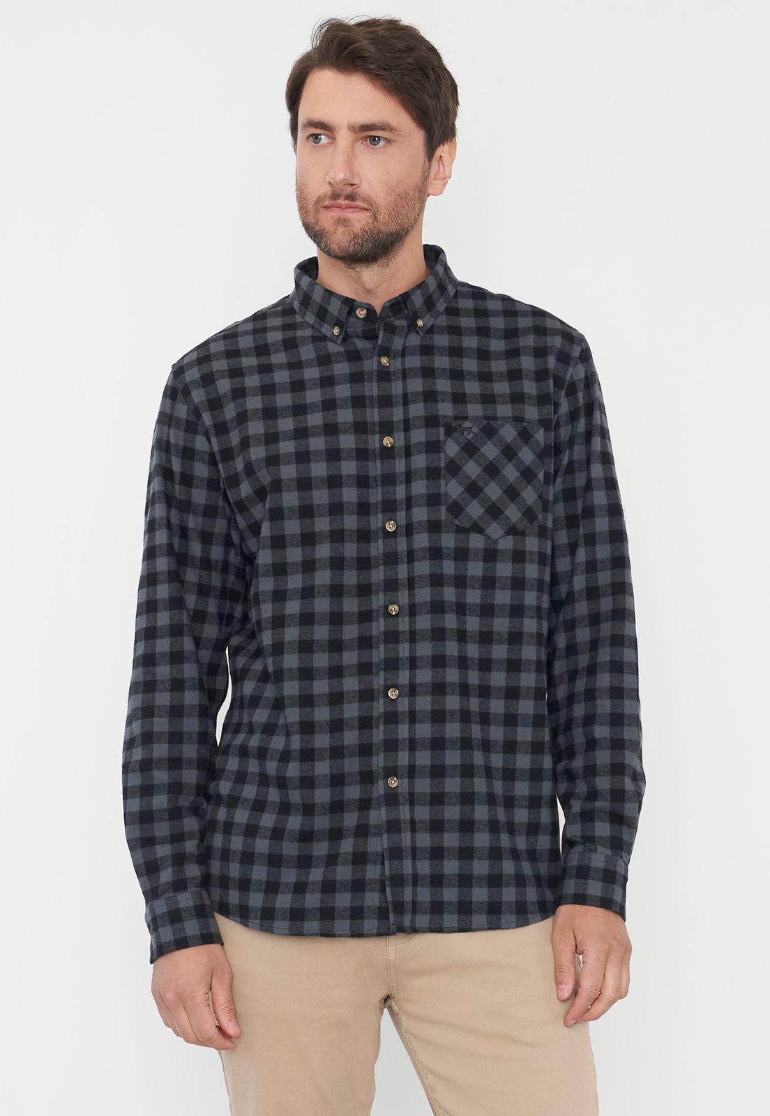Camisa Hombre Franela Negro Corona-0