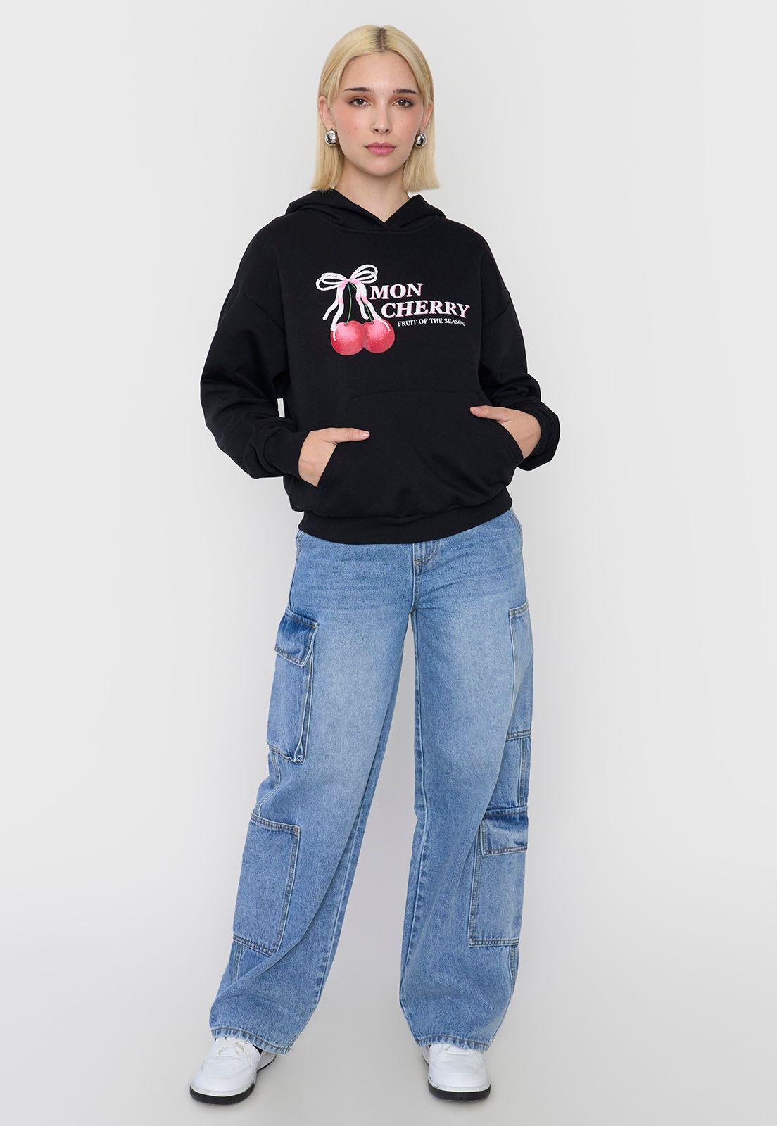Polerón Mujer Hoodie Print Negro Corona-3