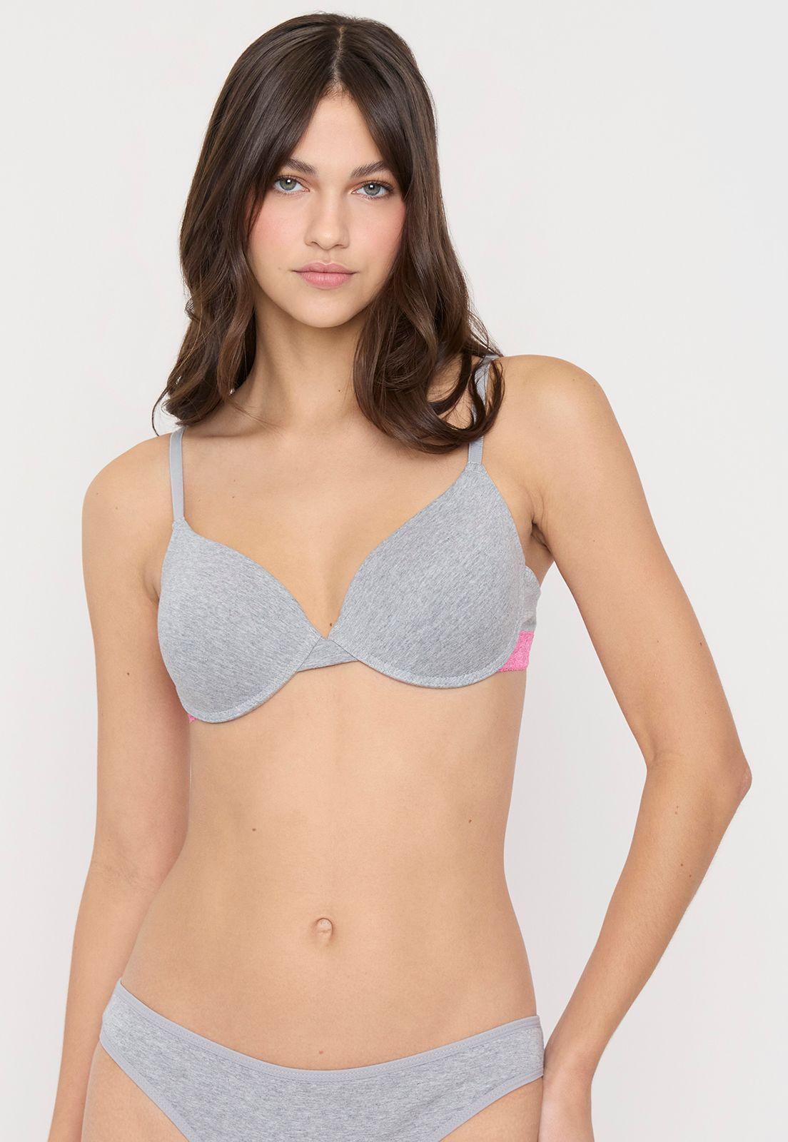 Sostén Mujer Cotton Copa C Gris Melange Corona-0