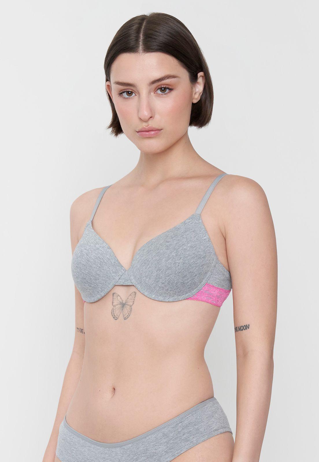 Sostén Mujer Cotton Copa B Gris Melange Corona-0