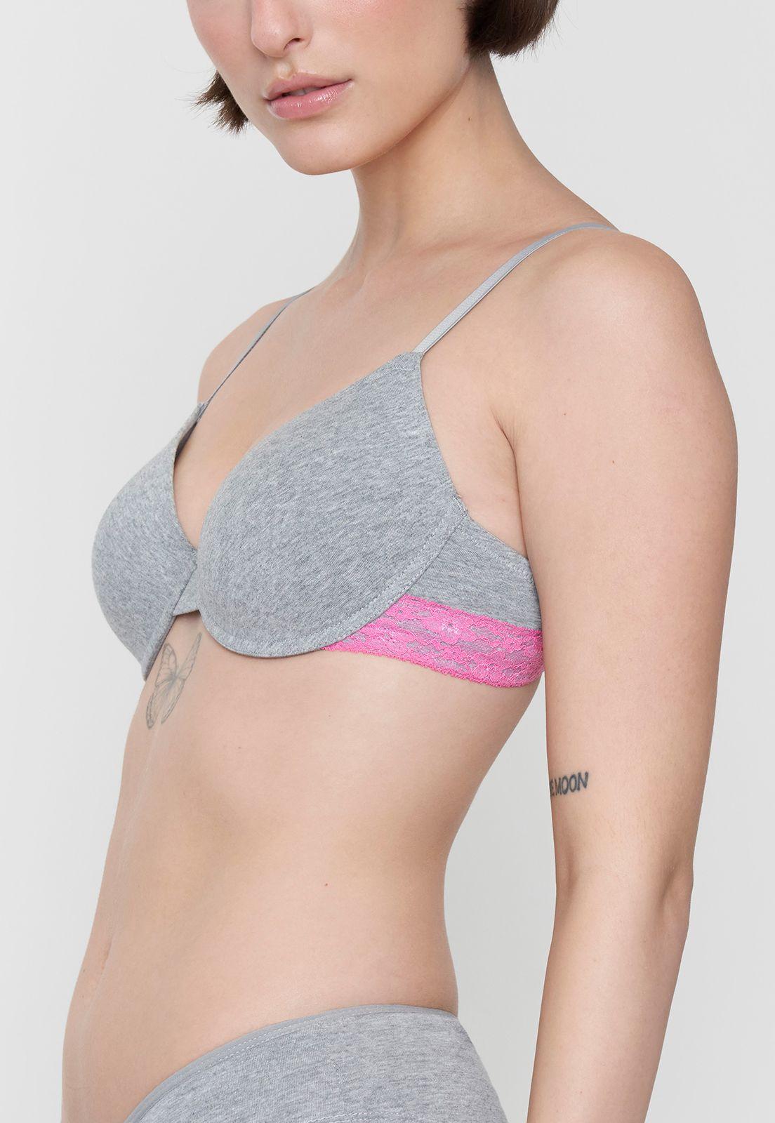Sostén Mujer Cotton Copa B Gris Melange Corona-2
