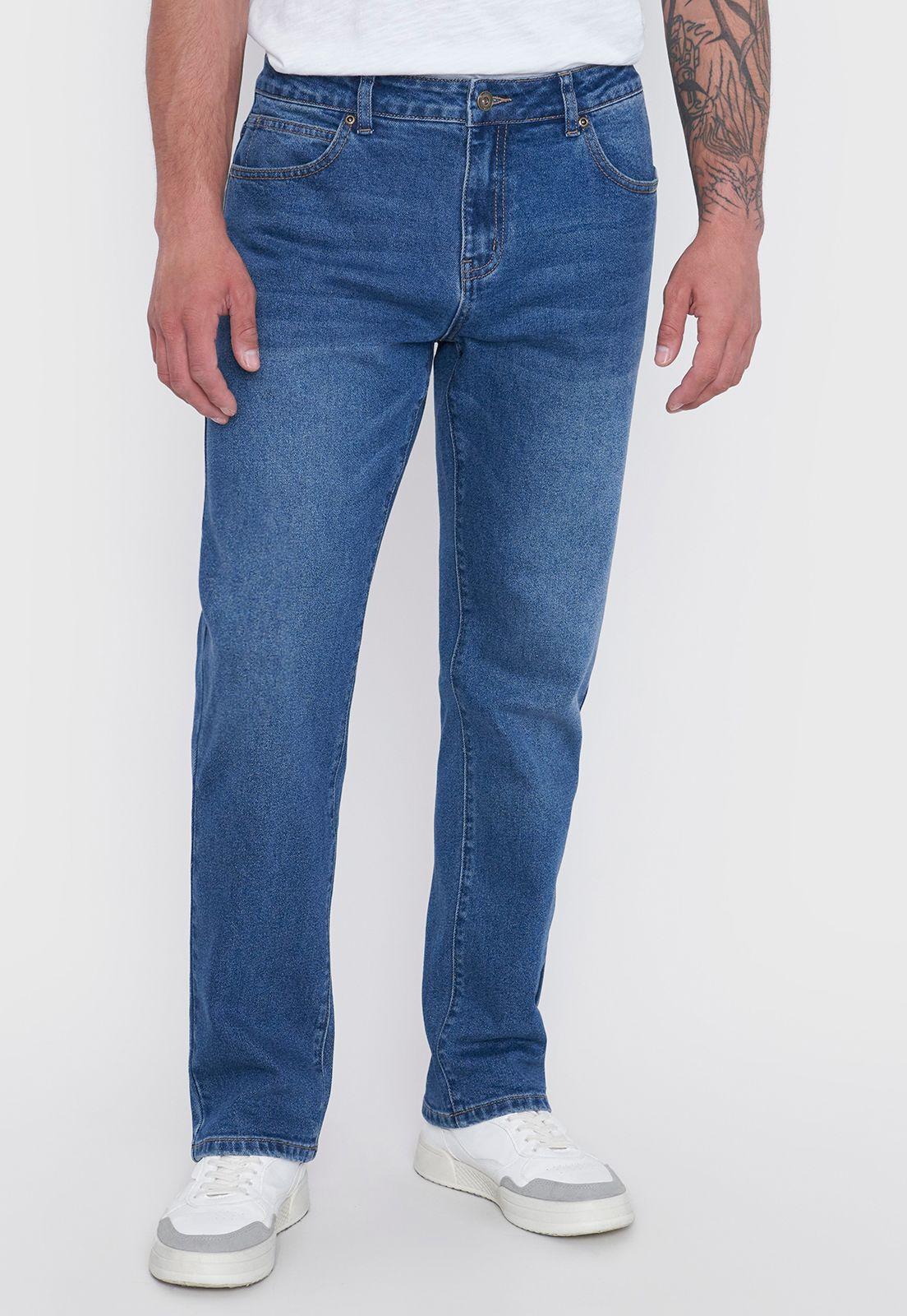 Jeans Hombre Straight Color Azul Claro Corona-1