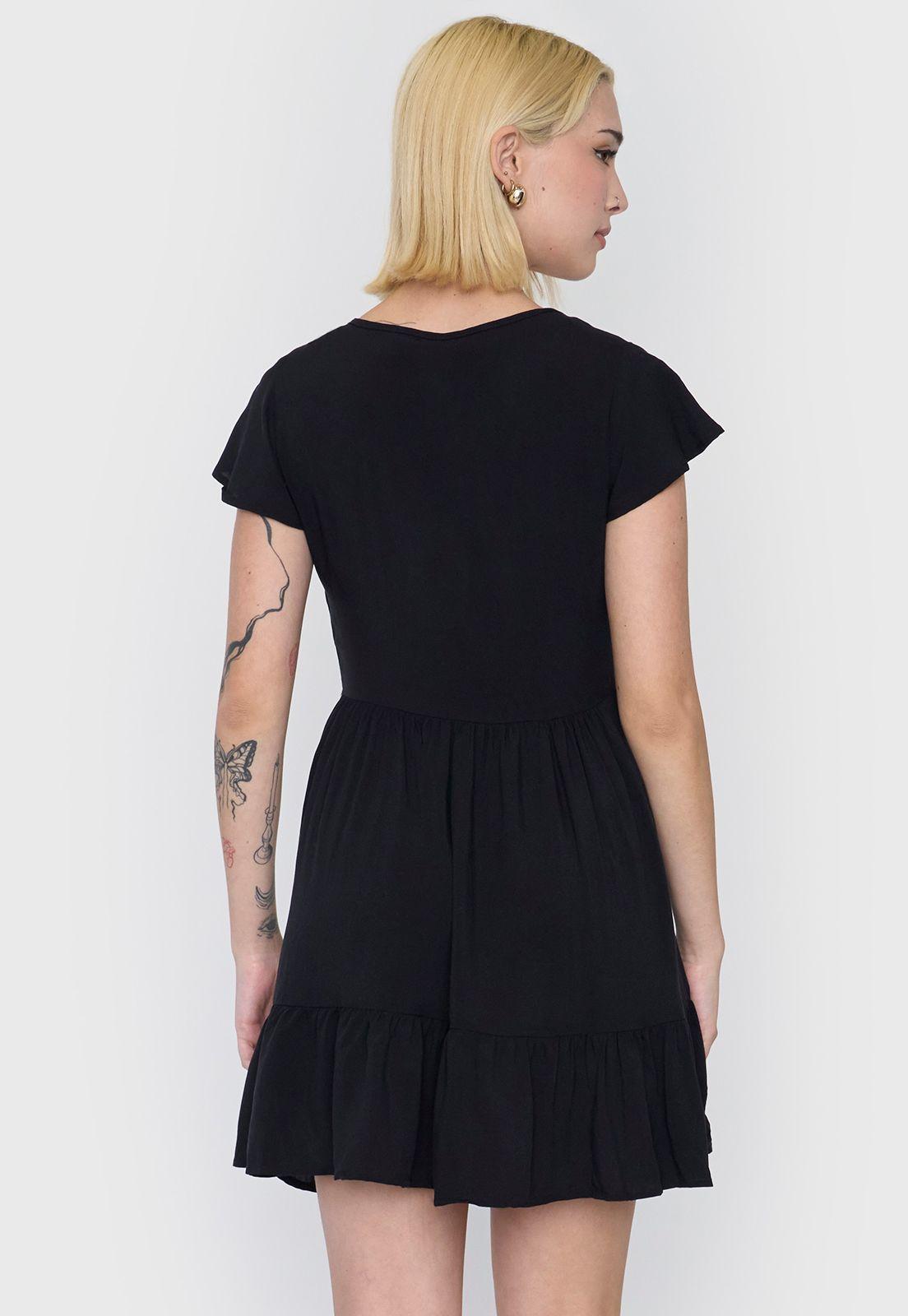 Vestido Mujer Corto Negro Vuelos Corona-1